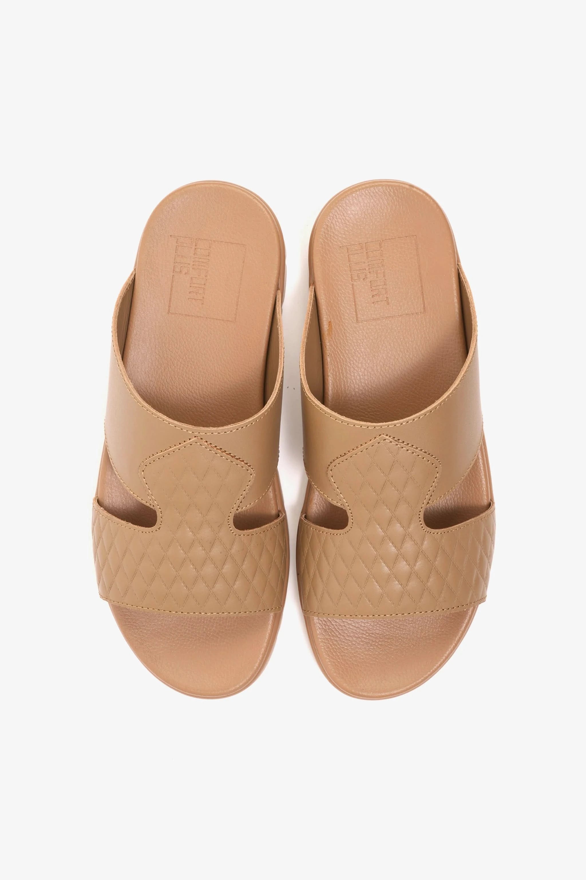 Comfort Plus Men's Quilted Leather Sandals with Stylish Cutouts Olive Brown - Seventy7