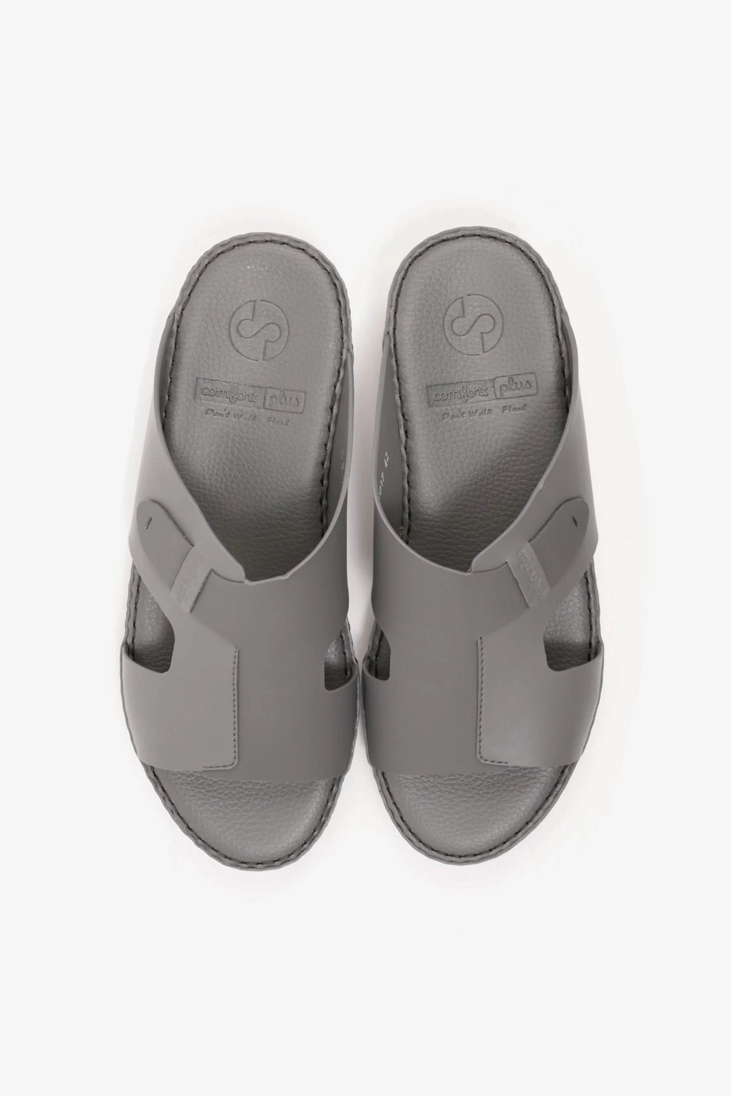 COMFORT PLUS ULTRA COMFORTABLE LEATHER SLIP-ON SANDALS DARK-GREY - Seventy7