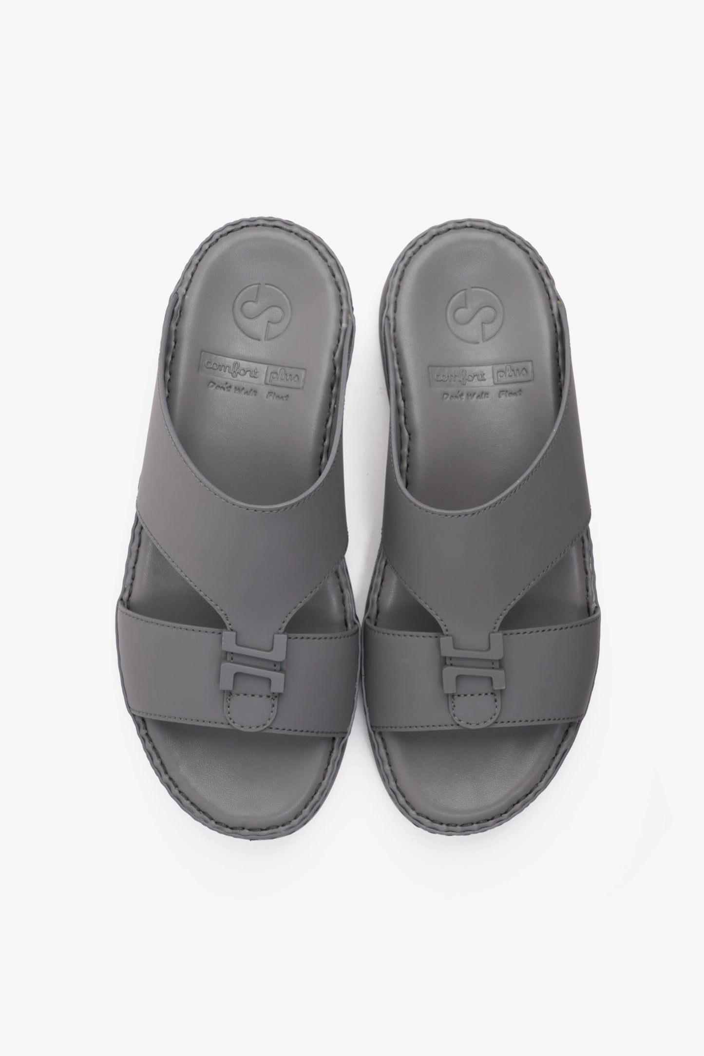 COMFORT PLUS MATTE LEATHER STYLISH TRIM MENS SANDALS DARK GREY - Seventy7