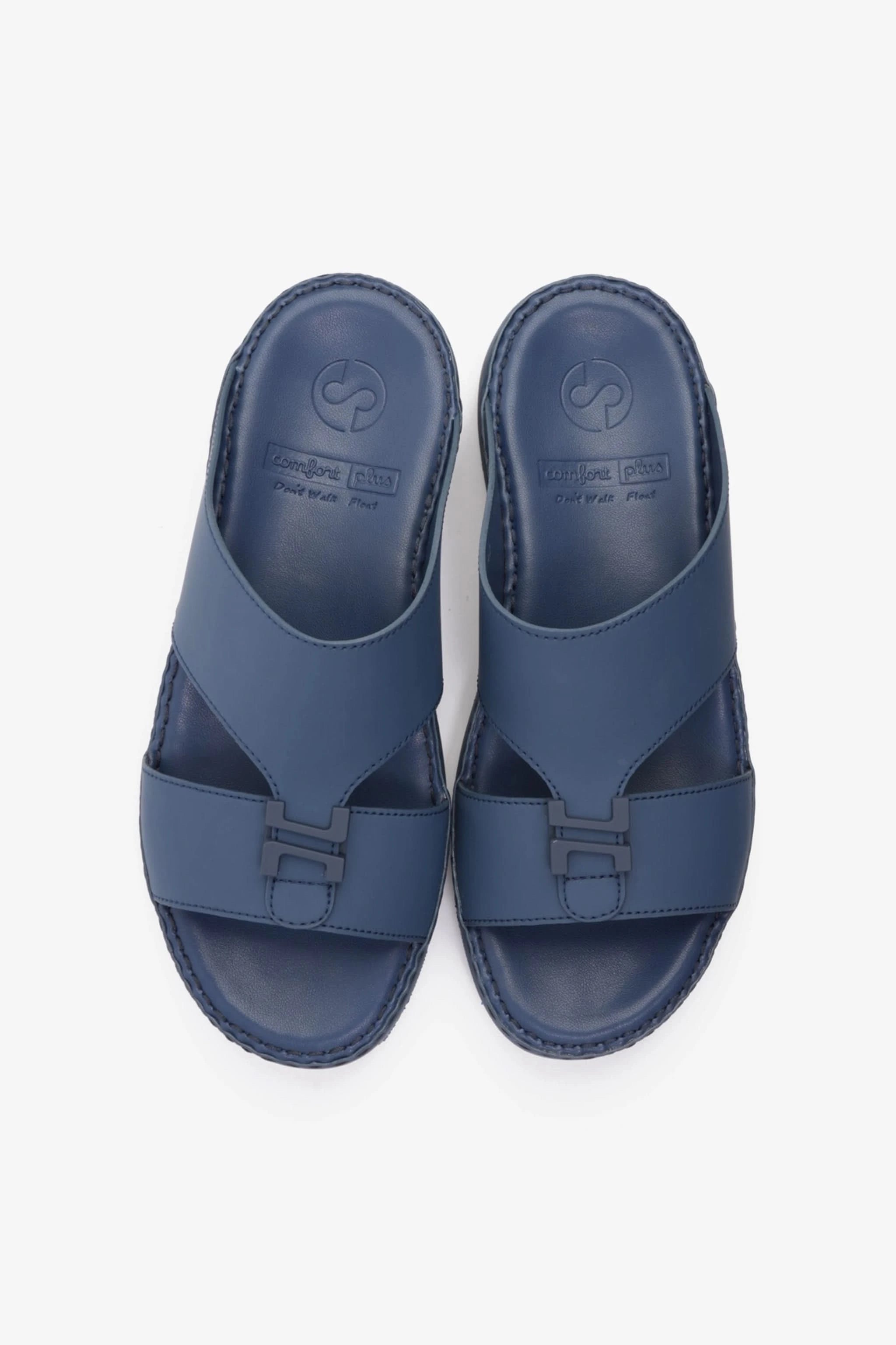 COMFORT PLUS MATTE LEATHER STYLISH TRIM MENS SANDALS NAVY - Seventy7