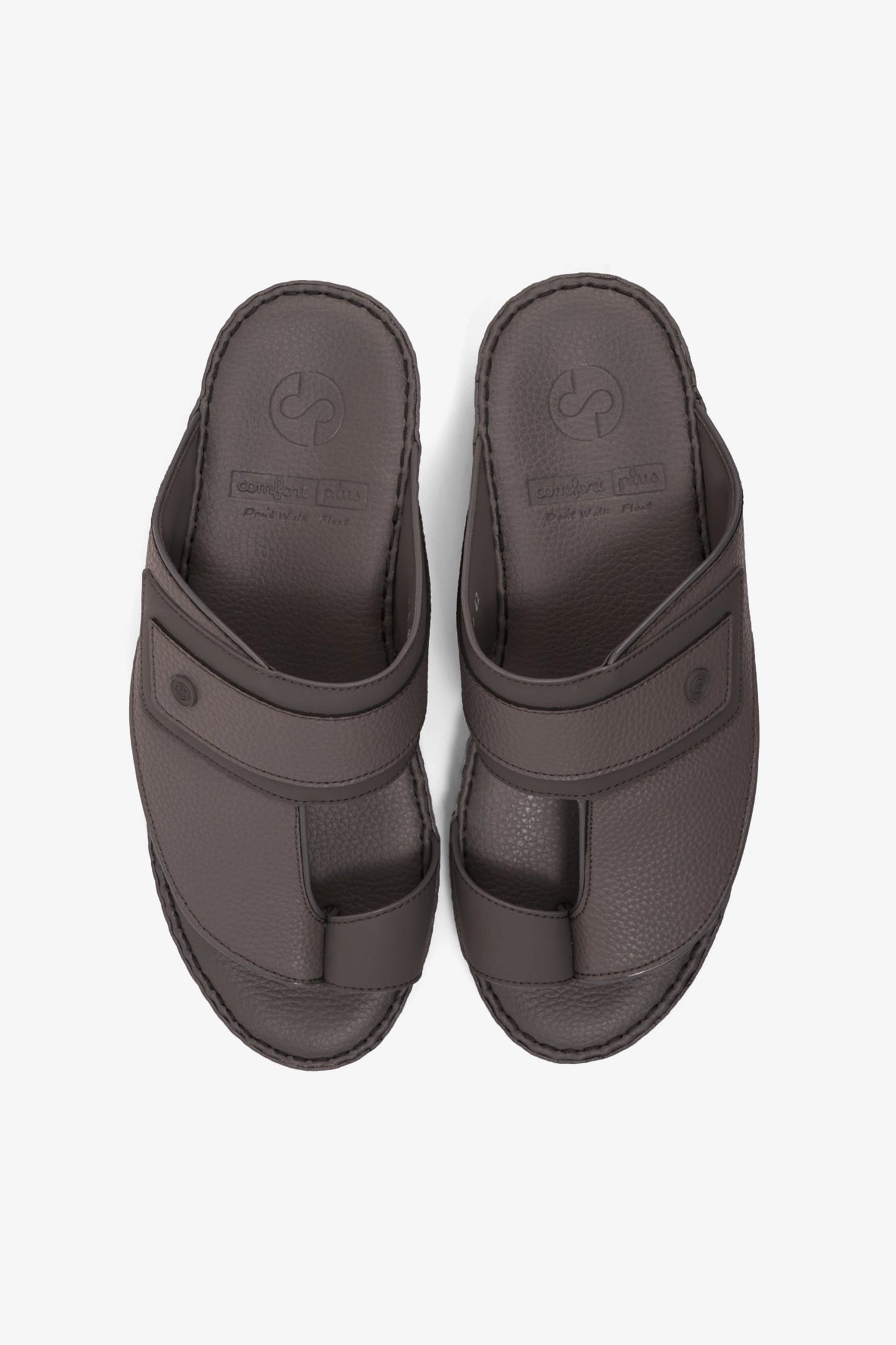 COMFORT PLUS LEATHER SANDALS WITH COMFORTABLE FOOTBED GREY - Seventy7