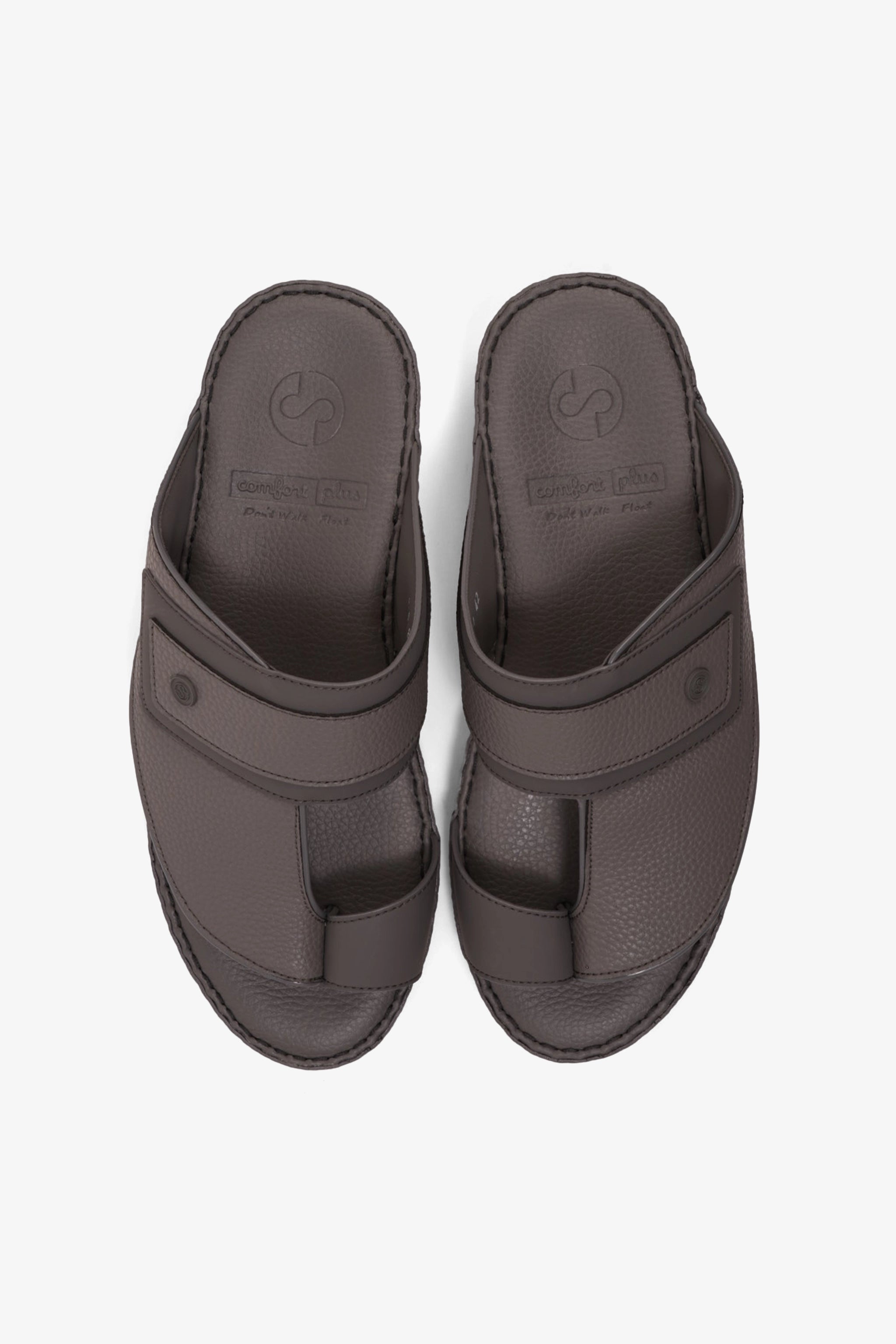 COMFORT PLUS LEATHER SANDALS WITH COMFORTABLE FOOTBED GREY - Seventy7