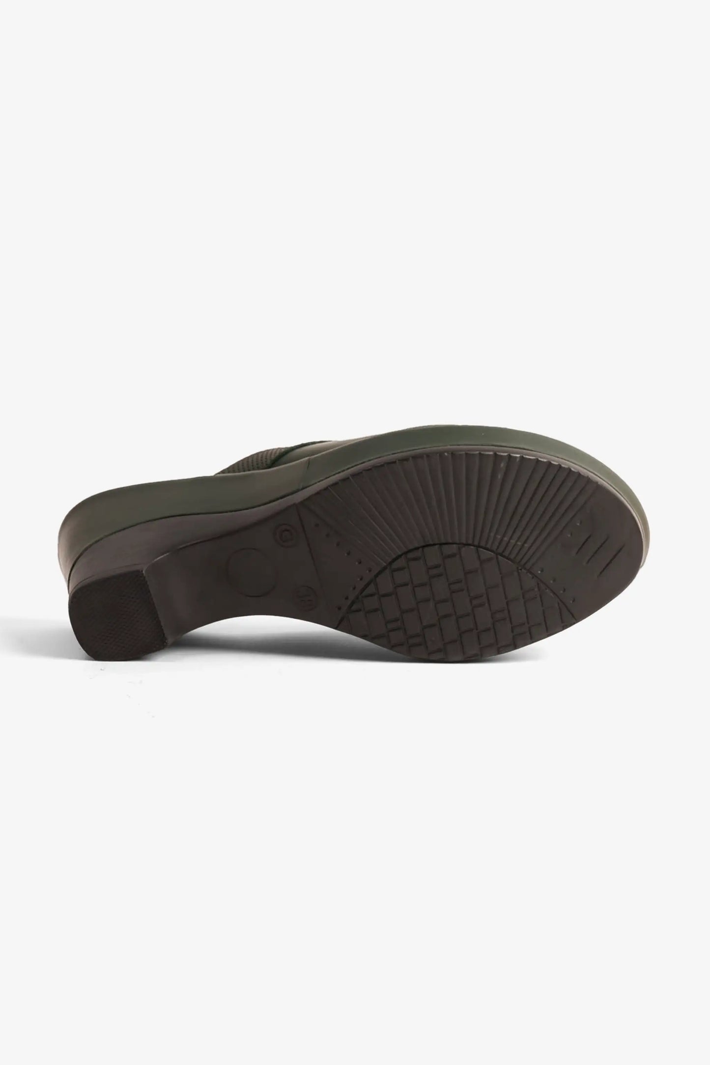COMFORT PLUS SUPORTIVE LEATHER MULES WITH LOW HEEL GREEN - Seventy7