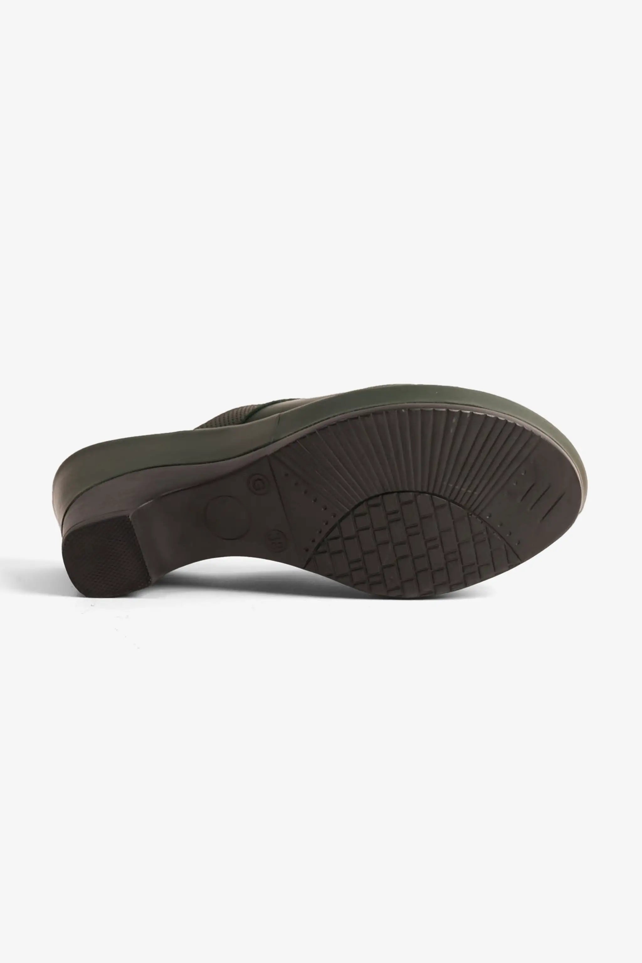 COMFORT PLUS SUPORTIVE LEATHER MULES WITH LOW HEEL GREEN - Seventy7