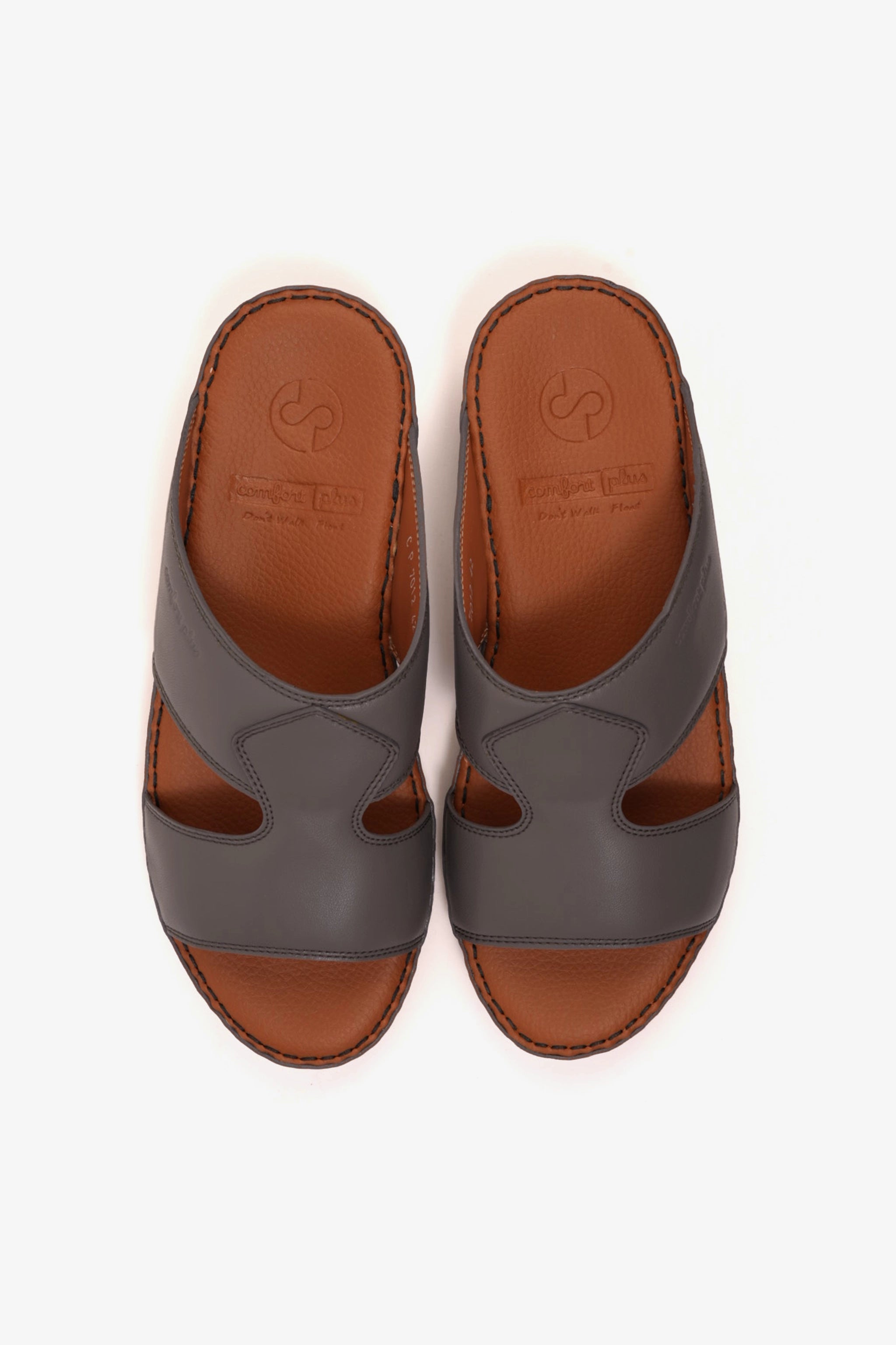 COMFORT PLUS LUXURIOUS LEATHER SANDAL FOR EVERYDAY DARK-GREY - Seventy7