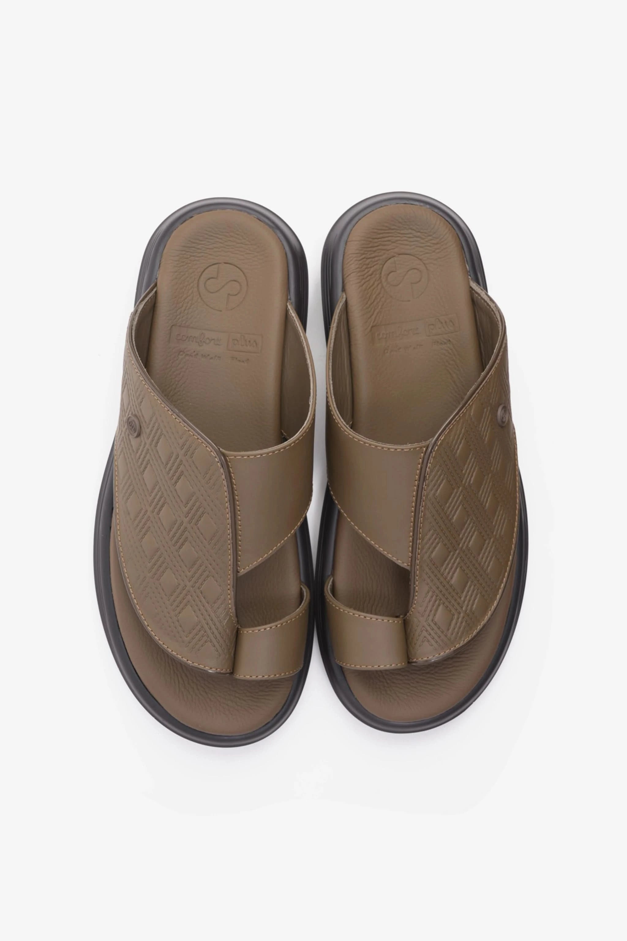 COMFORT PLUS ARABIC SANDALS MEN'S GEOMETRIC PATTERN SANDALS TRUFFLE - Seventy7