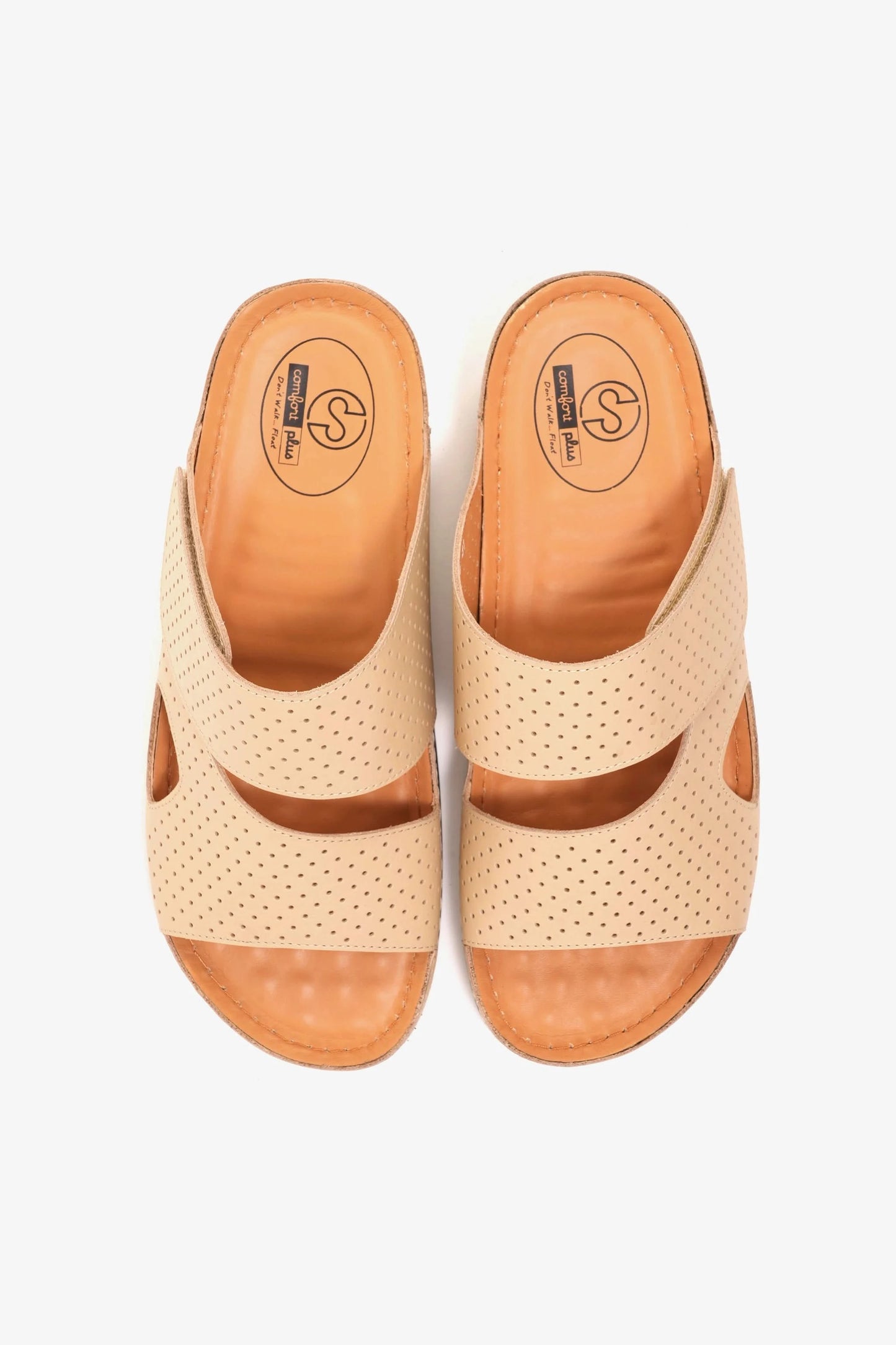 Comfort Plus Men's Al Waha Textured Slip-On Arabic Sandals Beige - Seventy7