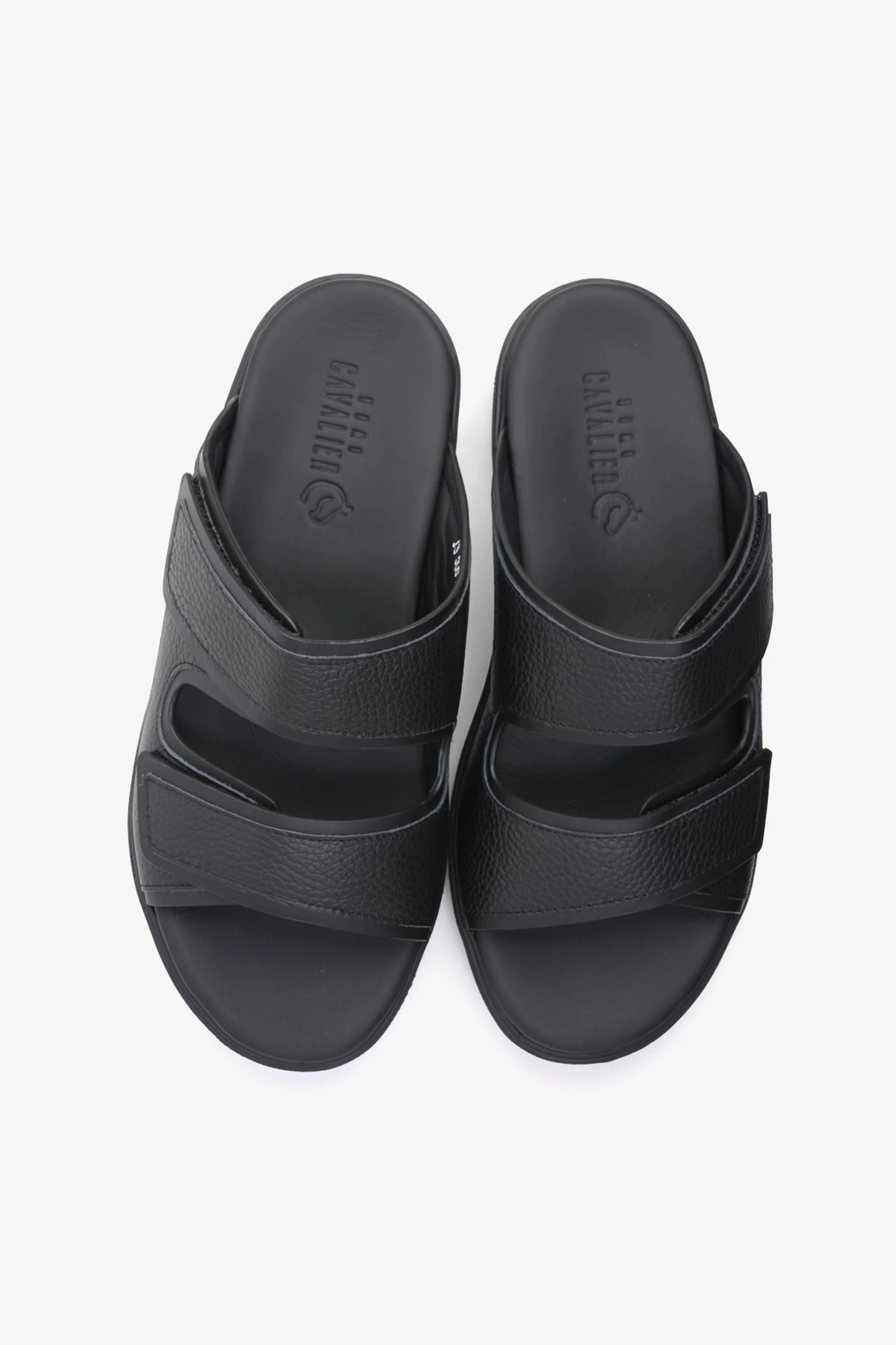 UOMO CAVALIER MENS'S DESIGNER SANDALS WITH STRAP BLACK - Seventy7