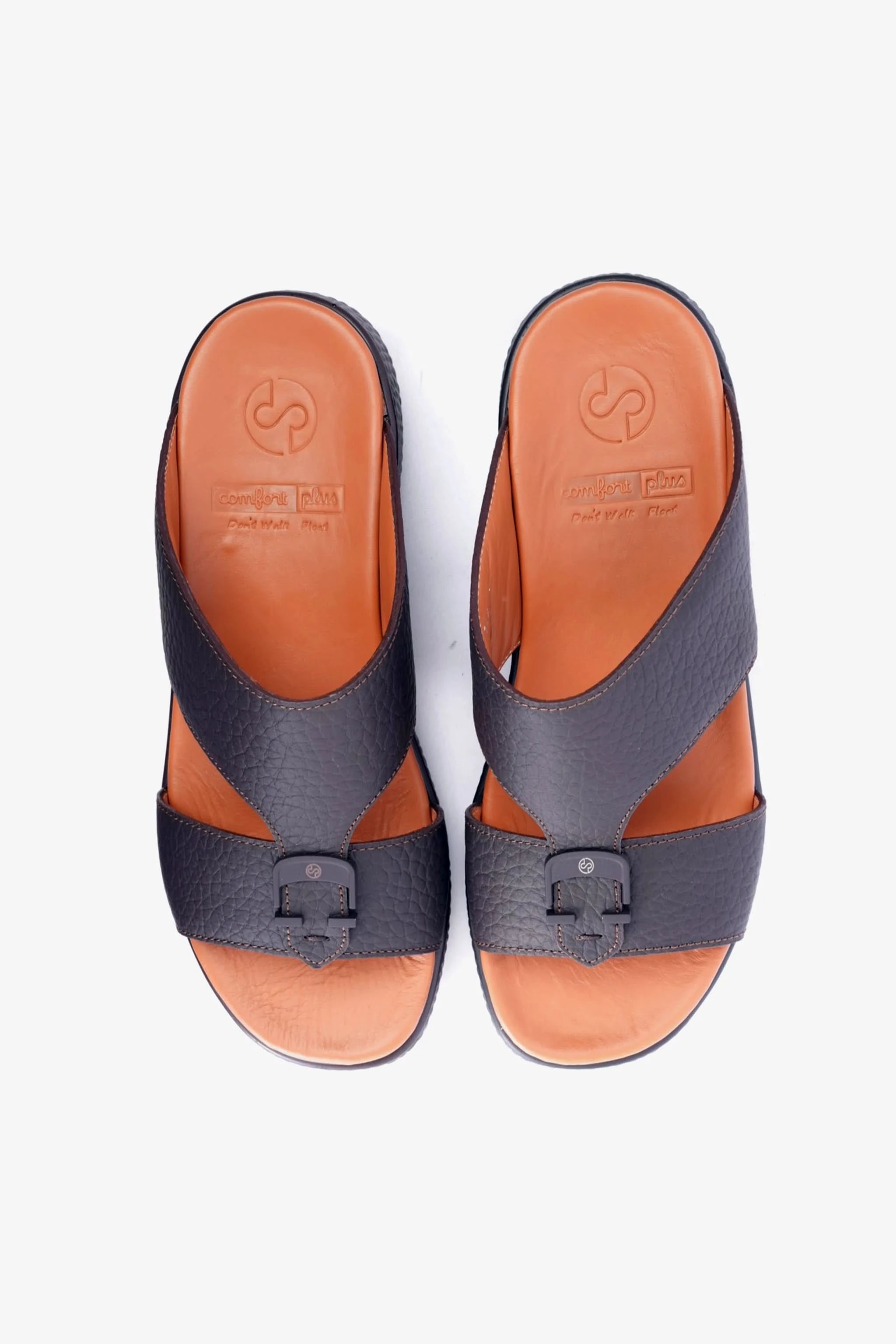 COMFORT PPLUS STYLISH TRIMS MENS LEATHER SANDALS BLACK - Seventy7