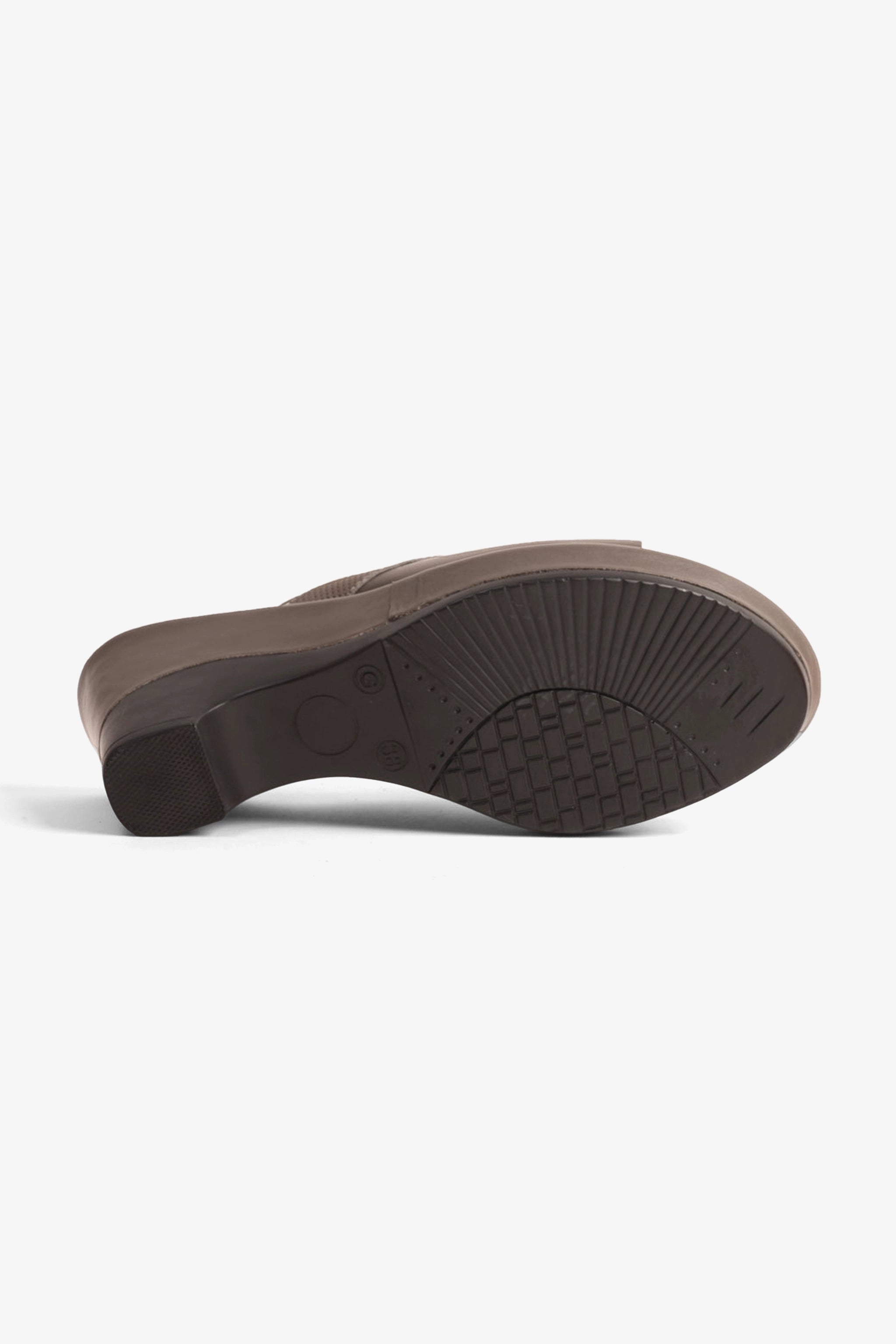 COMFORT PLUS SUPORTIVE LEATHER MULES WITH LOW HEEL GREY - Seventy7
