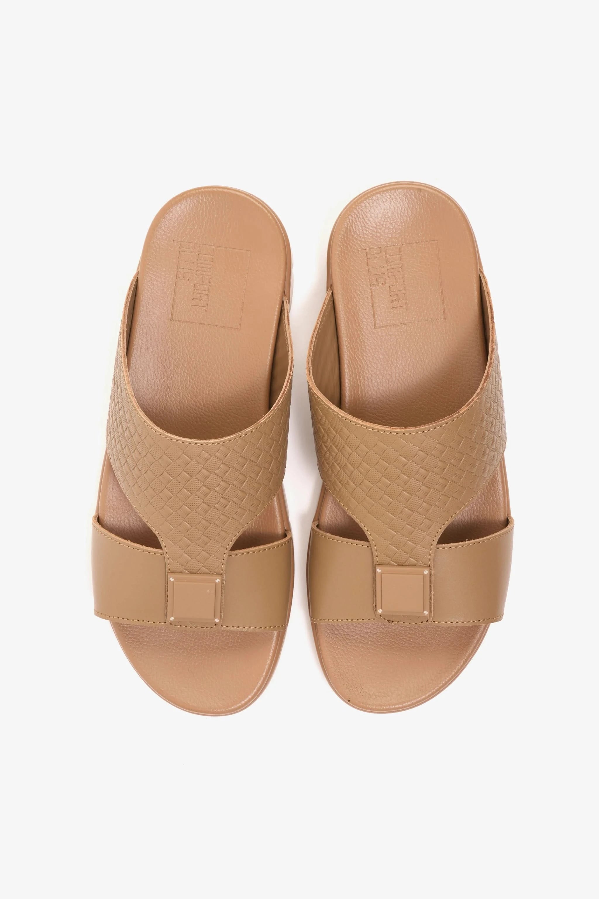 Comfort Plus Men's Embossed Leather Sandals with Antiskid Grip Olive Brown - Seventy7