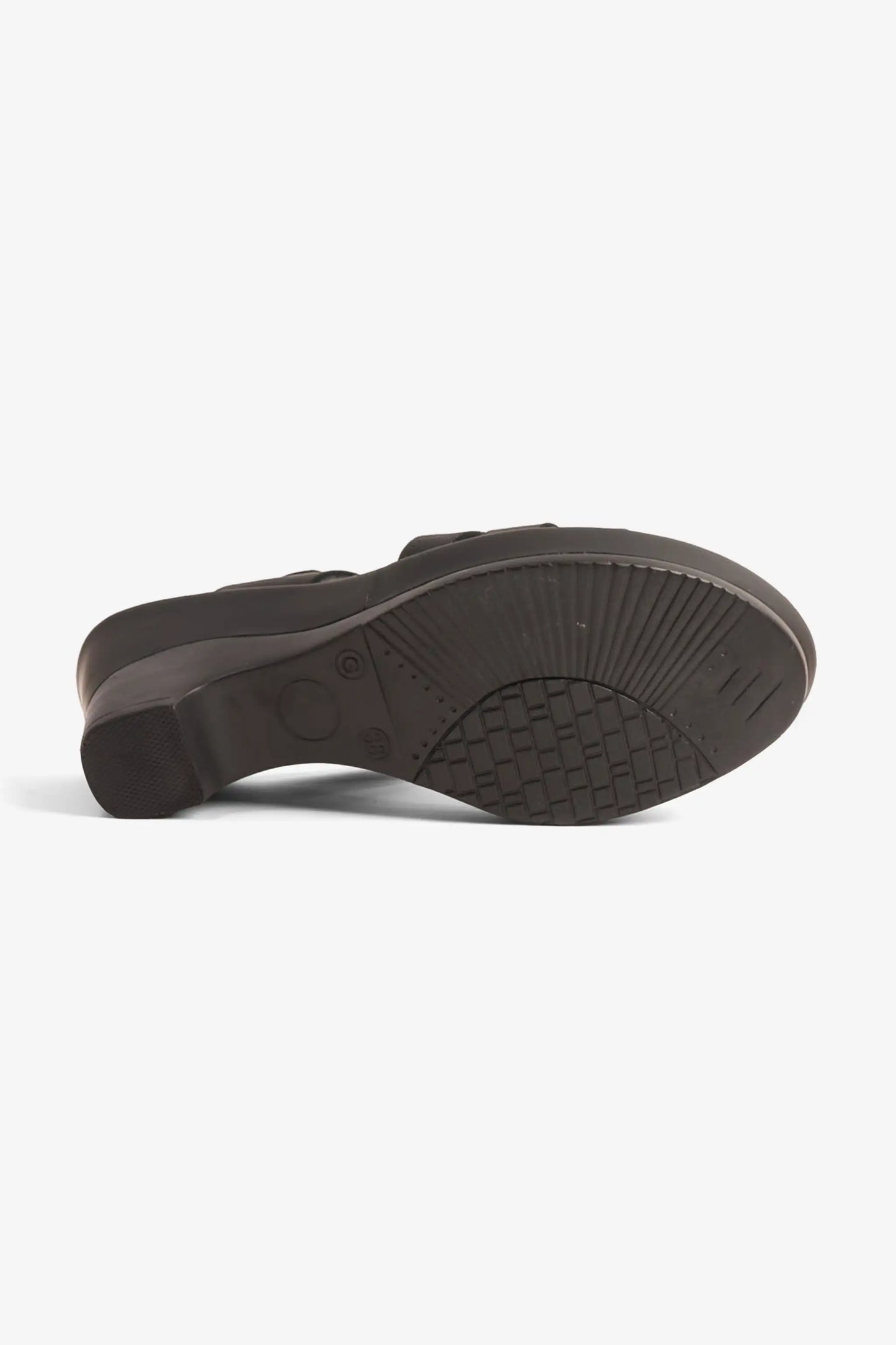 COMFORT PLUS LEATHER CUT-OUT SANDALS WITH LOW HEEL BLACK - Seventy7