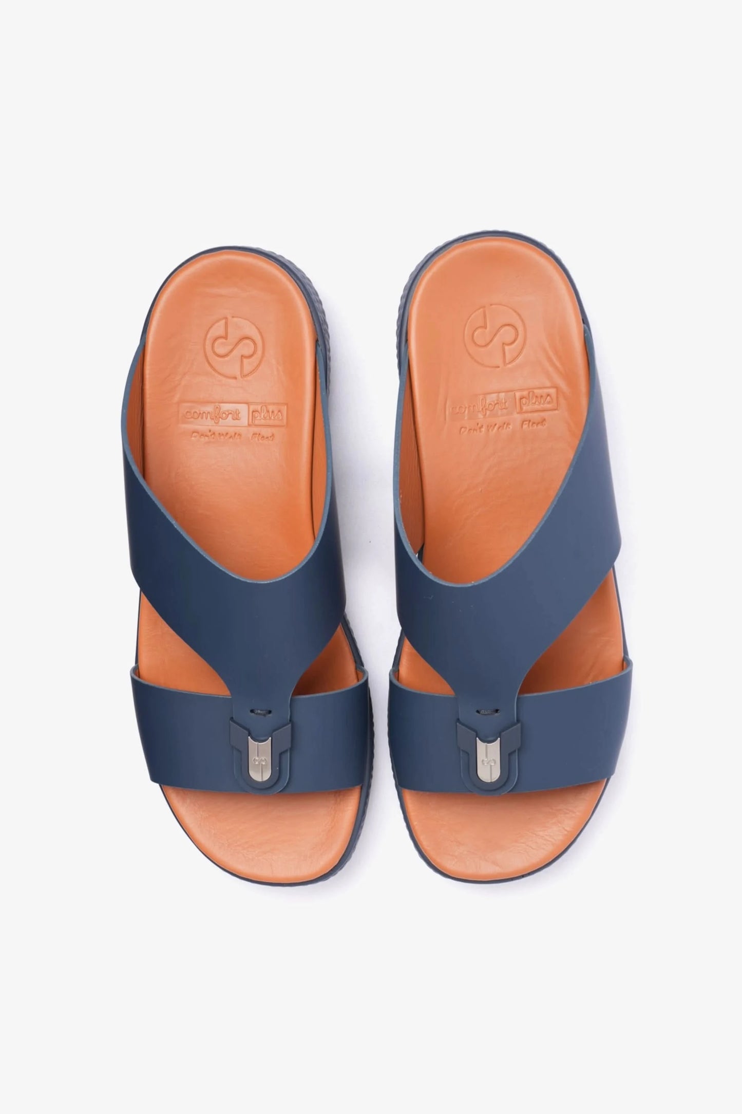 COMFORT PLUS MENS LEATHER SANDALS NAVY - Seventy7