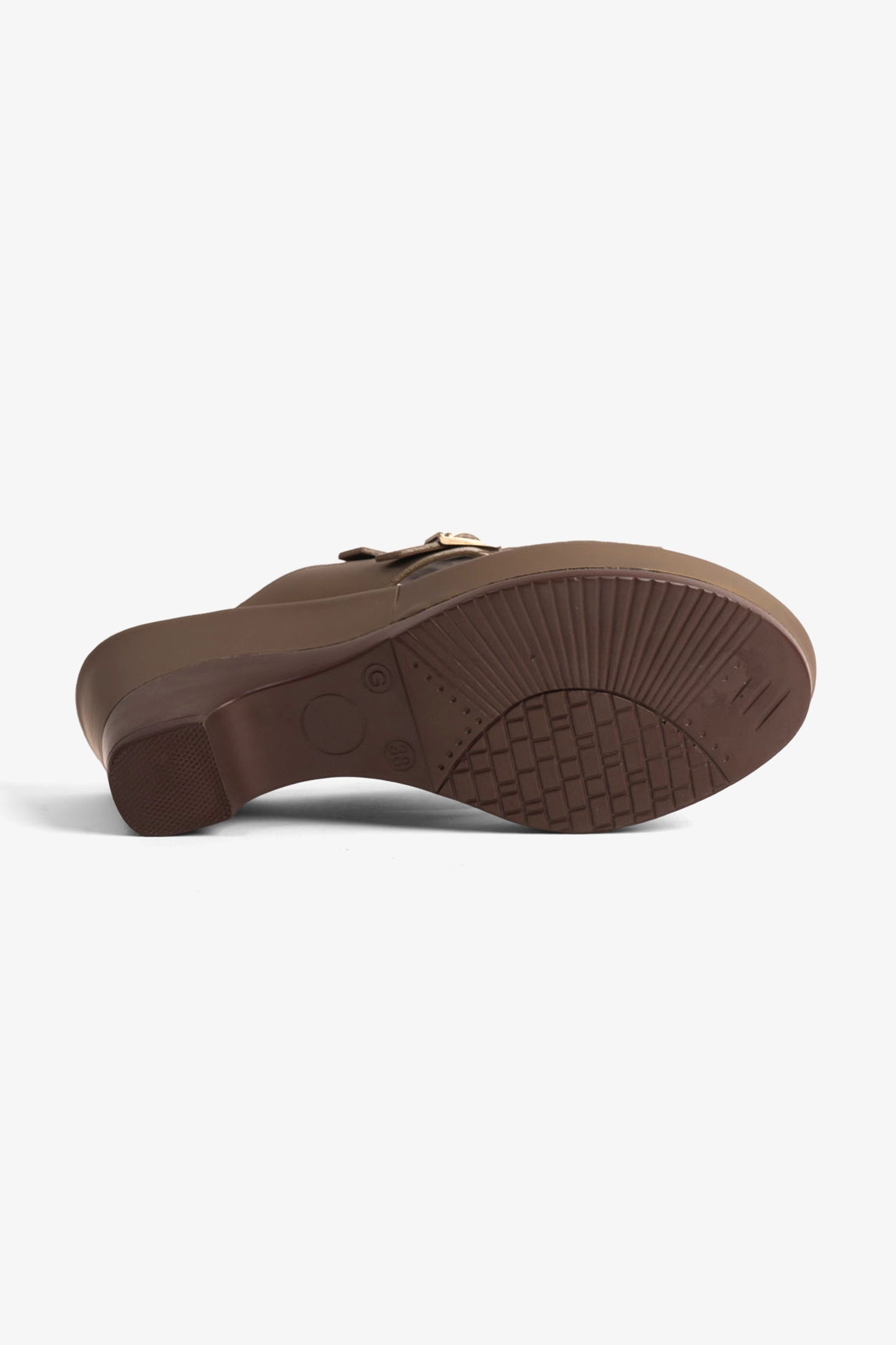 COMFORT PLUS WEDGE MULES WITH DOUBLE BUCKLE TRUFFLE - Seventy7