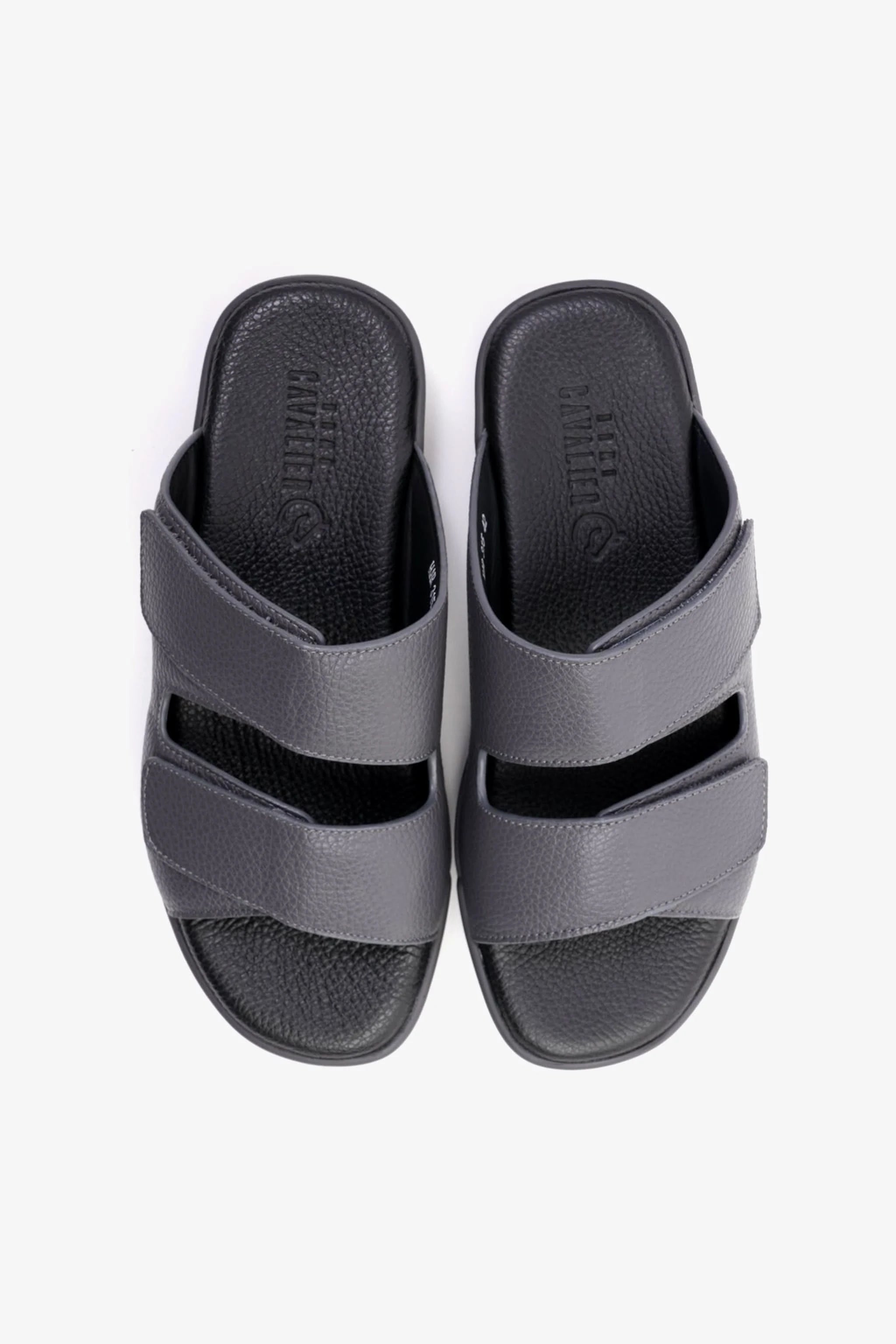 UOMO CAVALIER MEN'S LEATHER SANDALS, COMFORTABLE FOOTBED, SUMMER WEAR, VERSATILE GREY - Seventy7