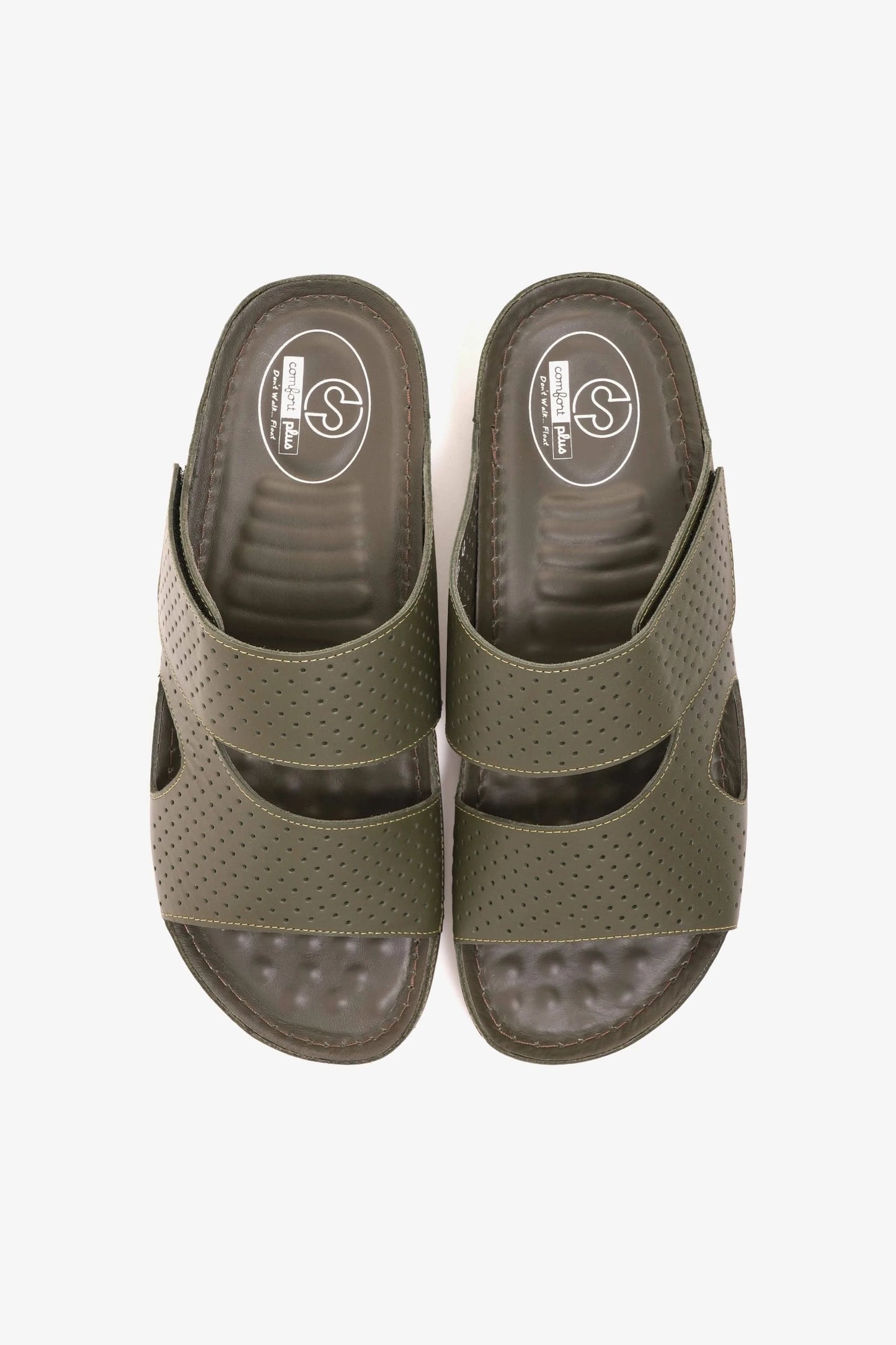 Comfort Plus Men's Al Waha Textured Slip-On Arabic Sandals Olive - Seventy7