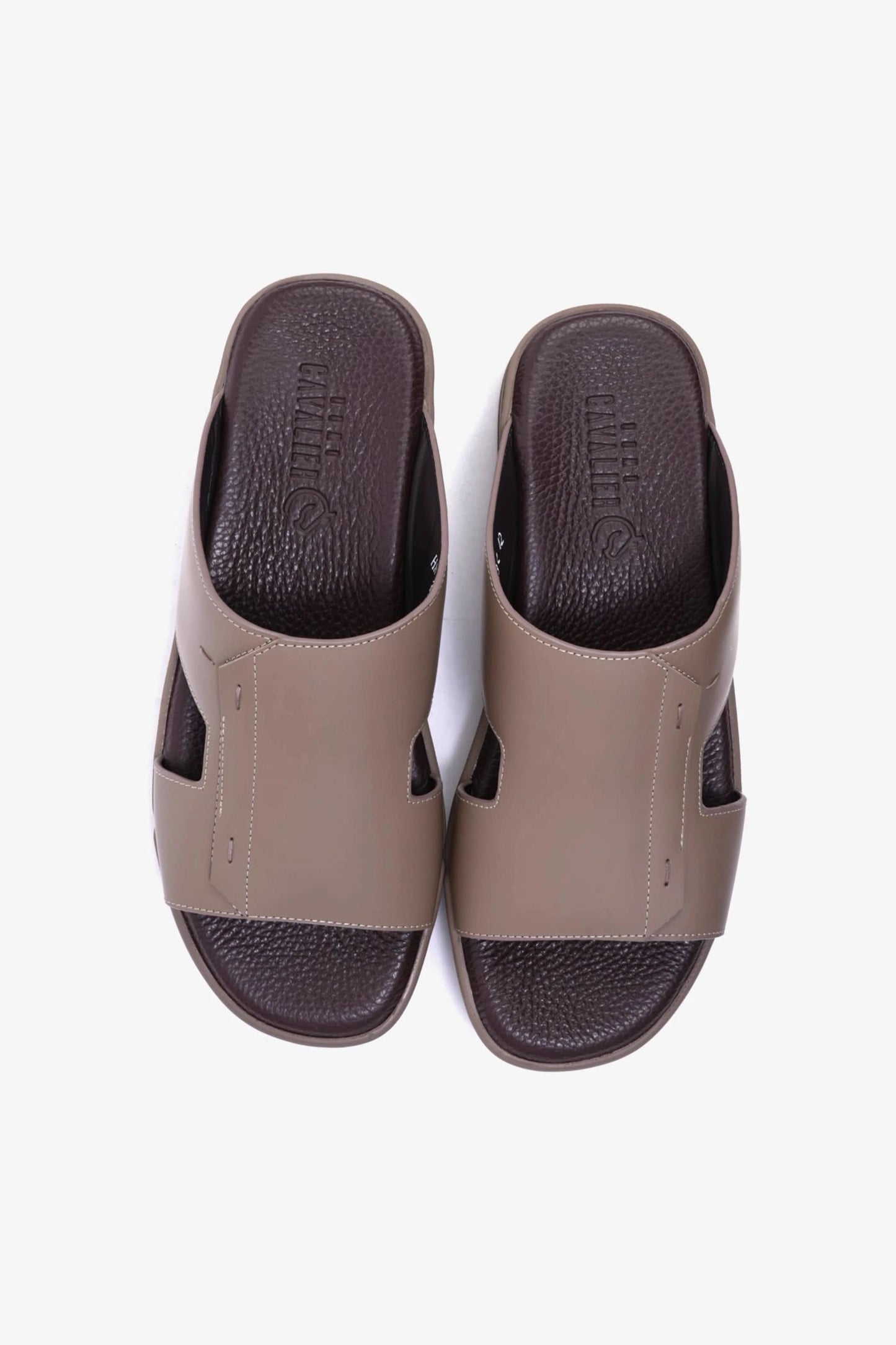 UOMO CAVALIER Men's Leather Slide Sandals with Cushioned Footbed Stone - Seventy7