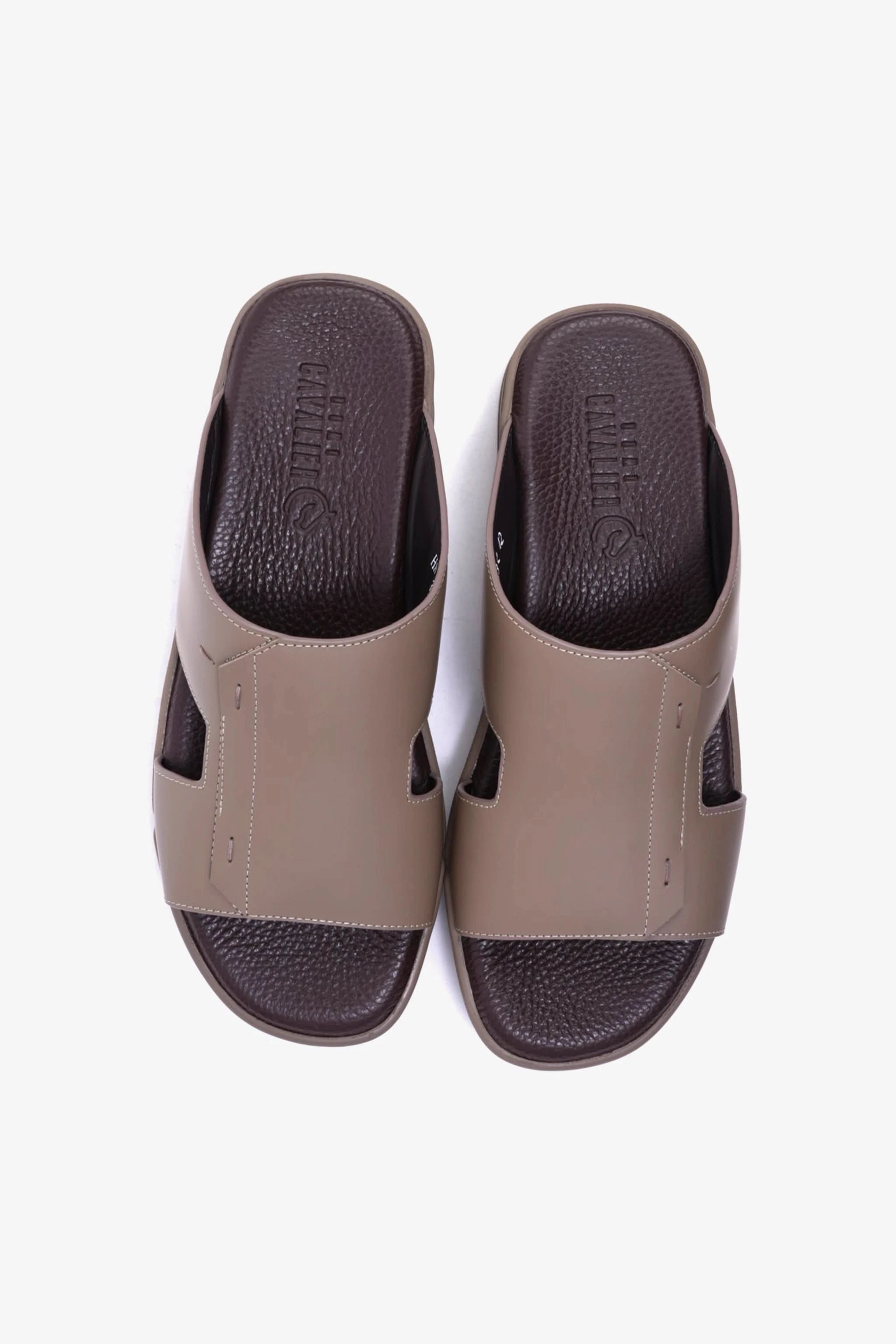 UOMO CAVALIER Men's Leather Slide Sandals with Cushioned Footbed Stone - Seventy7