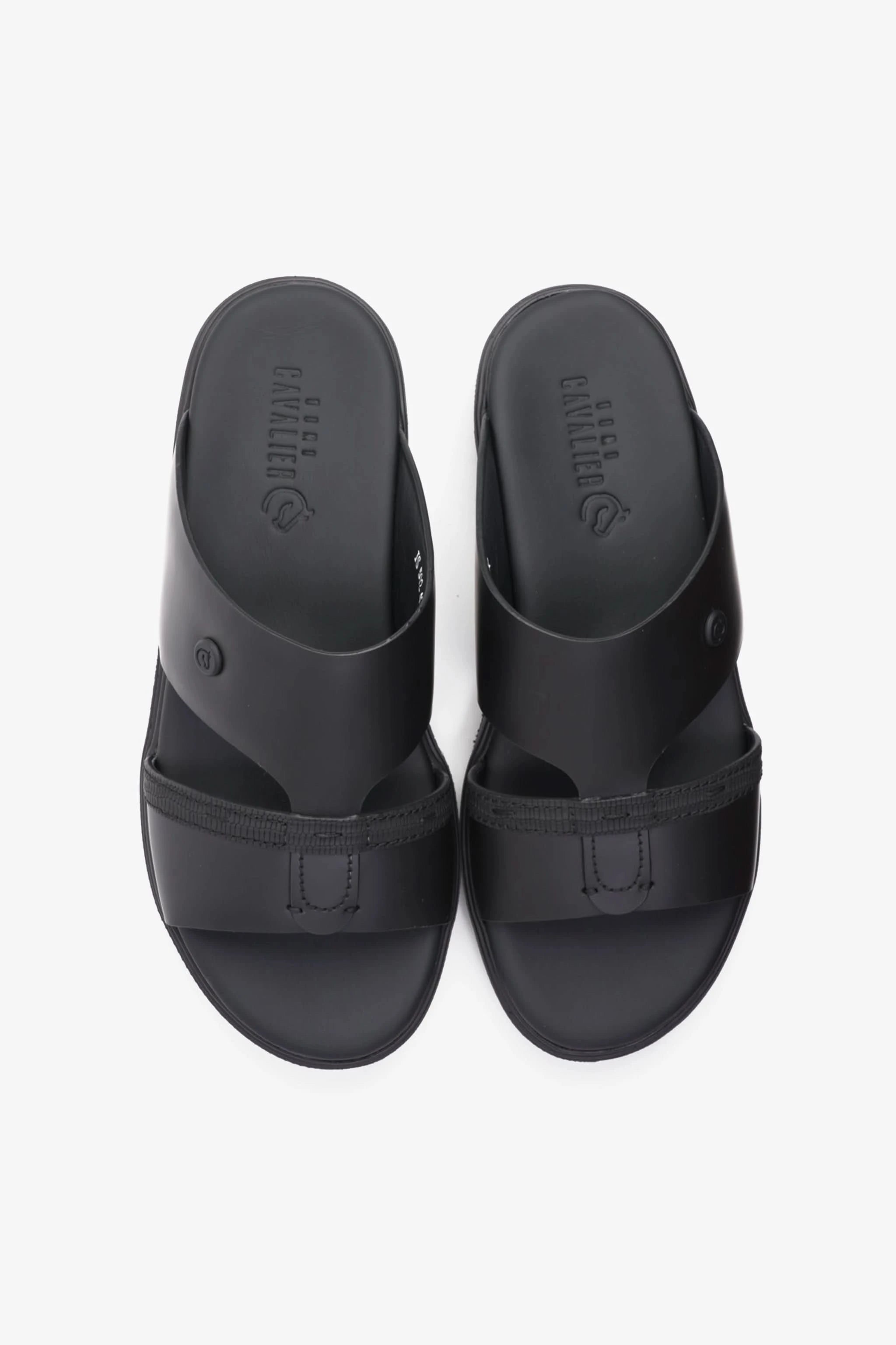 UOMO CAVALIER SLEEK ARABIC LEATHER SANDALS MEN'S BLACK - Seventy7