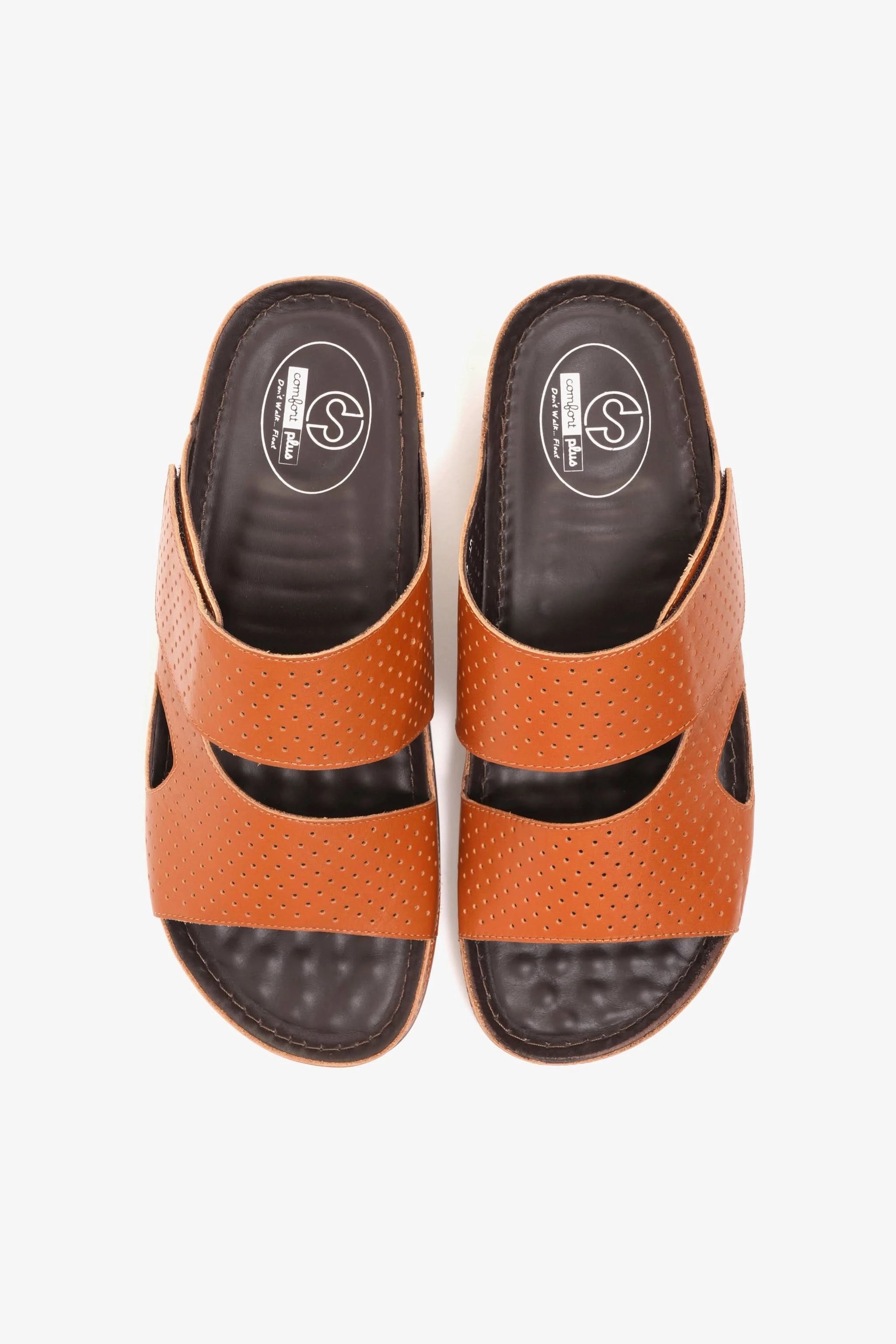 Comfort Plus Men's Al Waha Textured Slip-On Arabic Sandals Tan - Seventy7