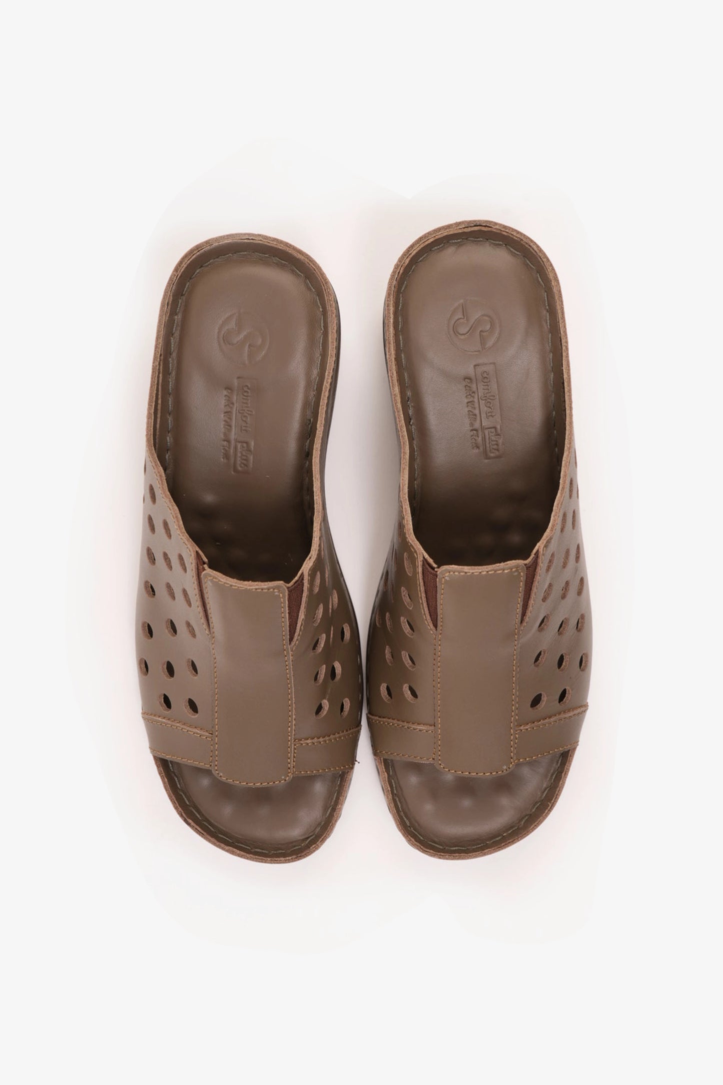 COMFORT PLUS SLIP-ON WEDGE SANDALS WITH PERFORATED DESIGN TRUFFLE - Seventy7