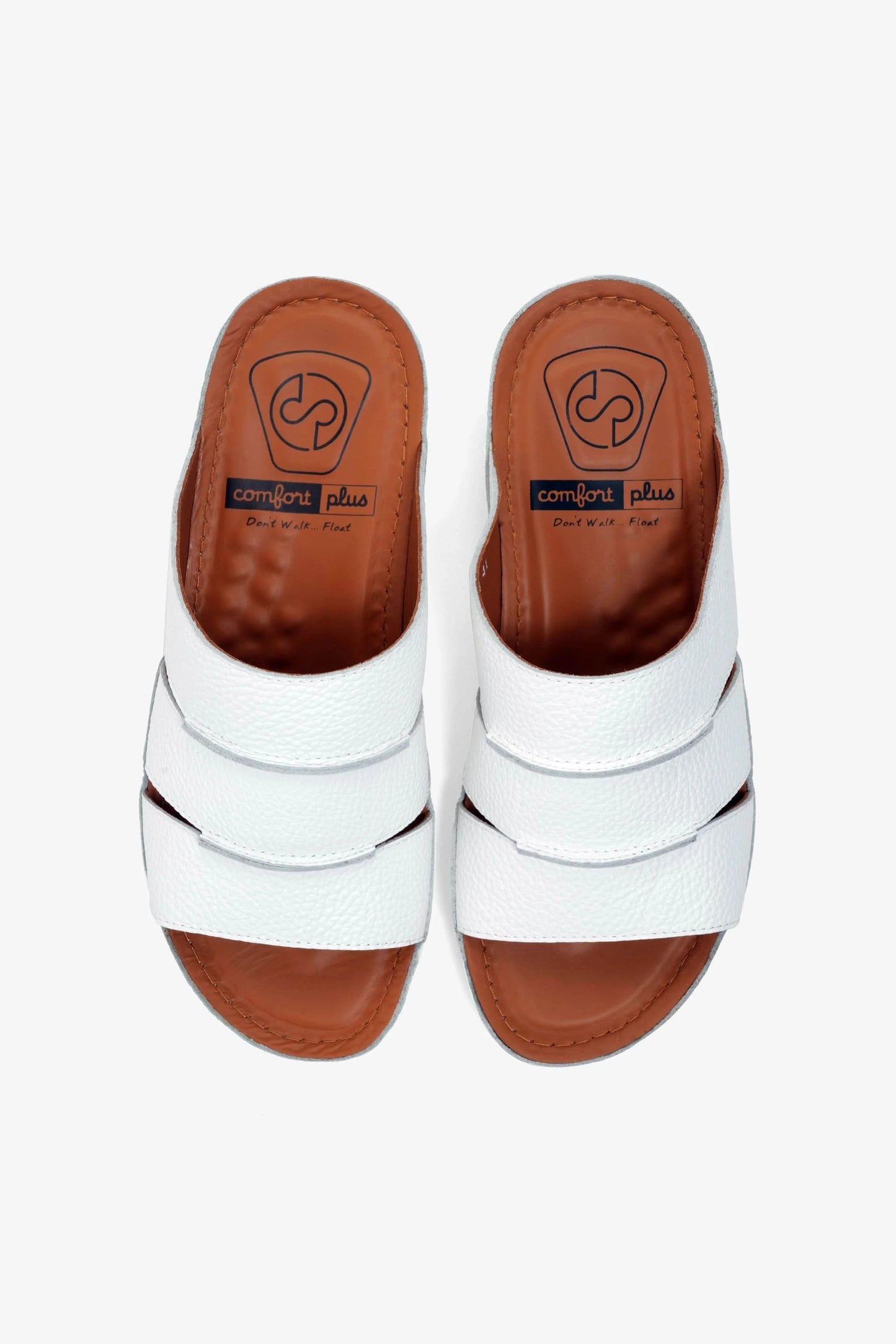 COMFORT PLUS MEN'S LEATHER SLIDE SANDAL WHITE - Seventy7