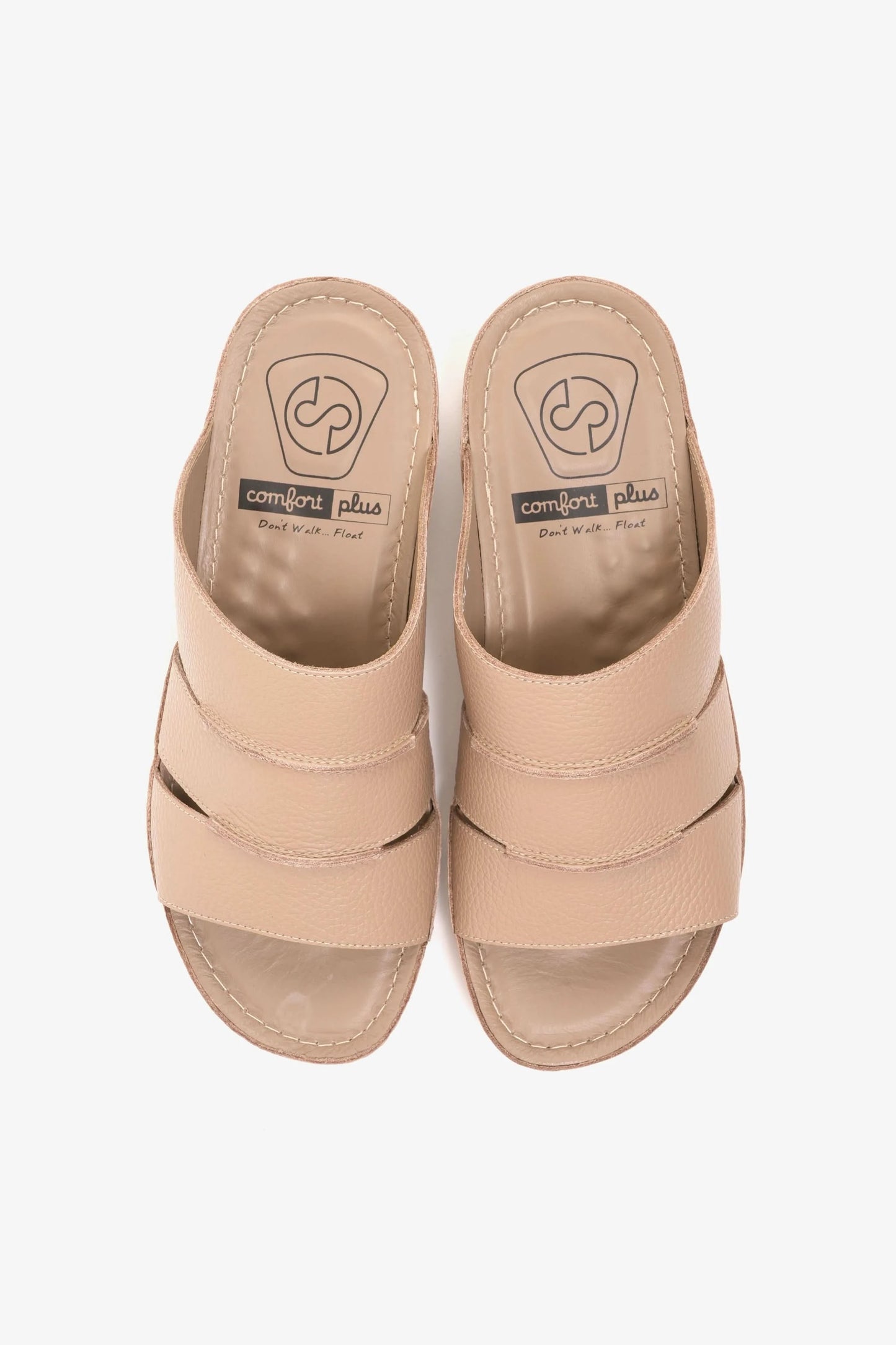 COMFORT PLUS MEN'S LEATHER SLIDE SANDAL SAND - Seventy7