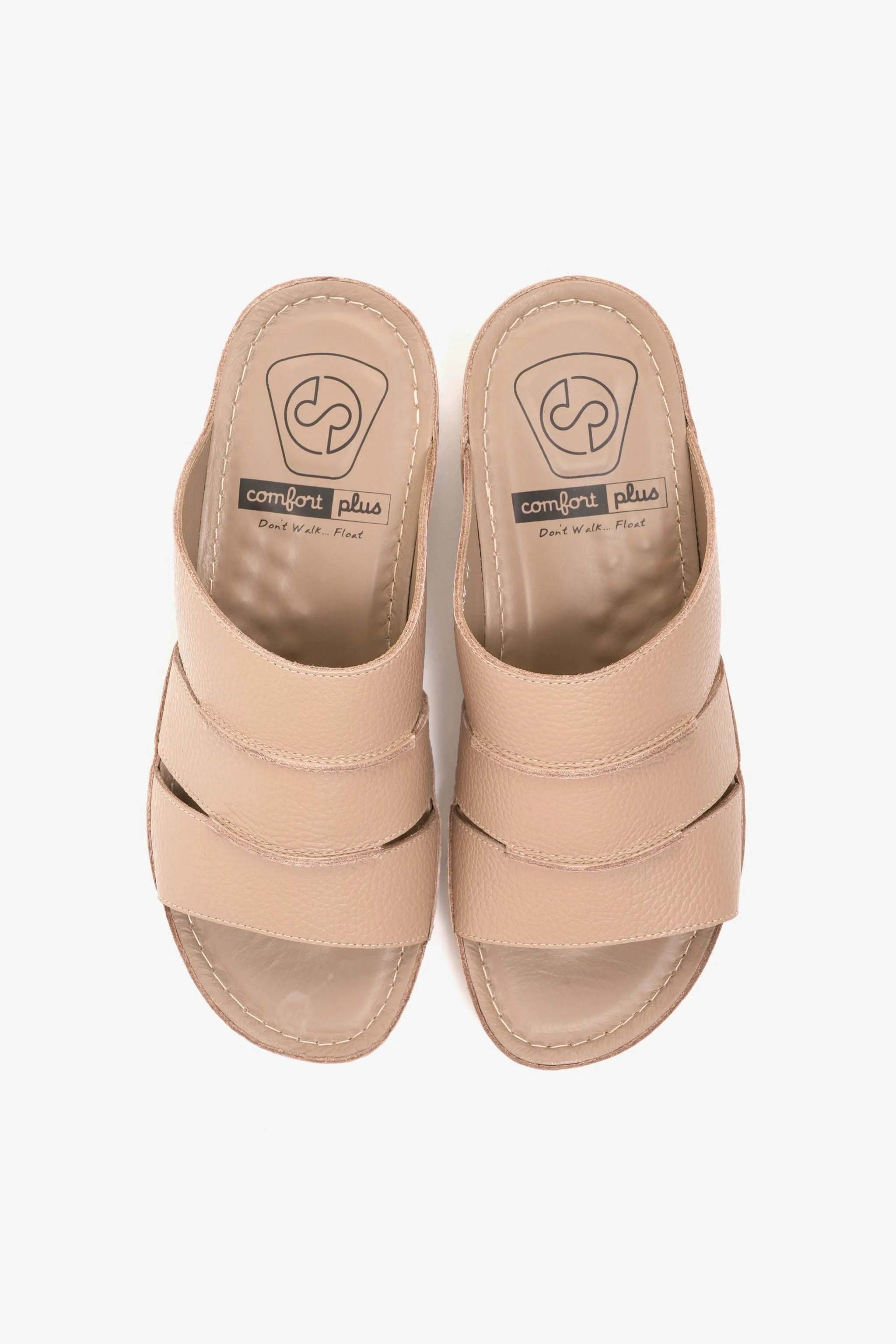 COMFORT PLUS MEN'S LEATHER SLIDE SANDAL SAND - Seventy7