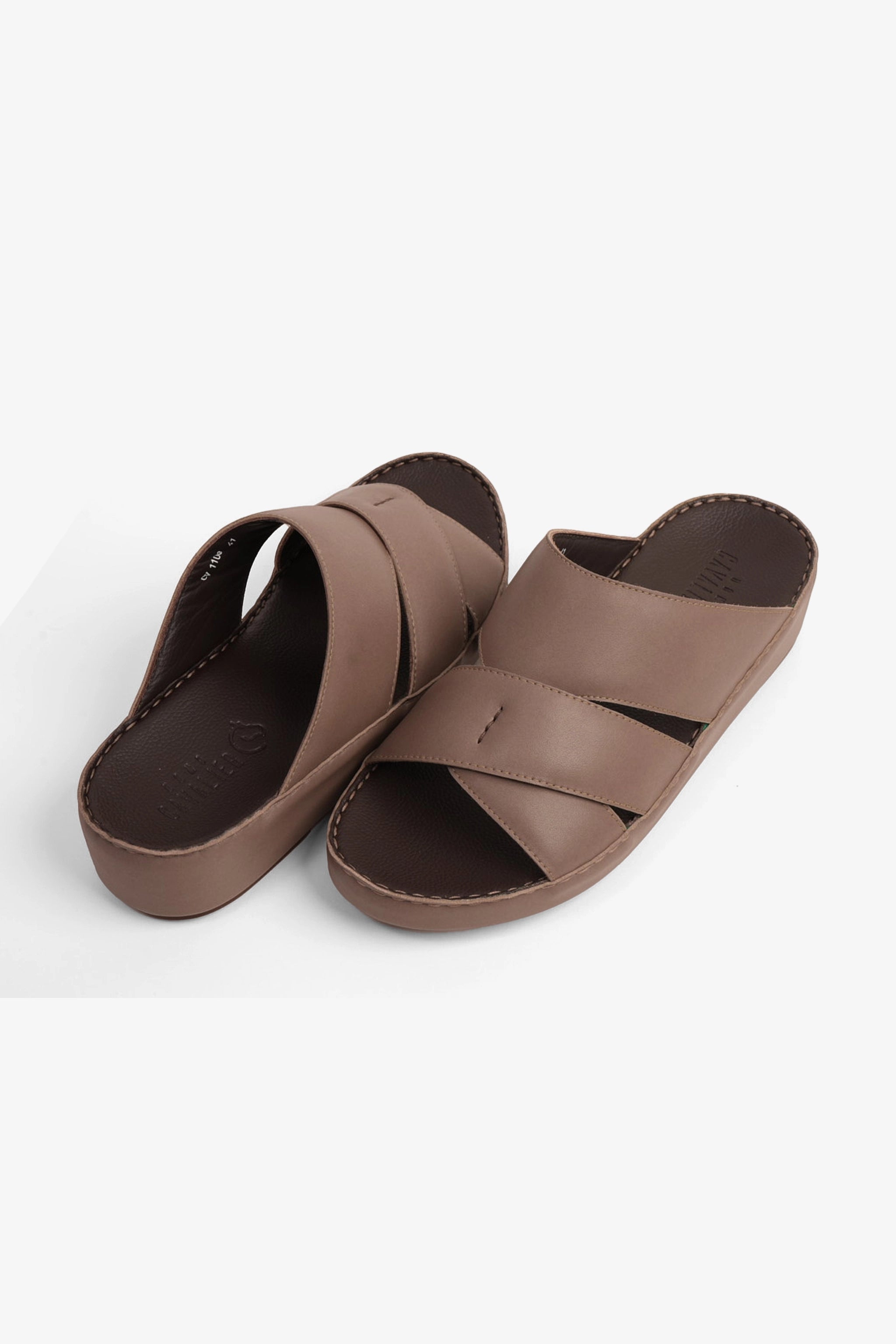 UOMO CAVALIER GENUINE LEATHER LUXURIOUSLY ARABIC SANDALS STONE - Seventy7