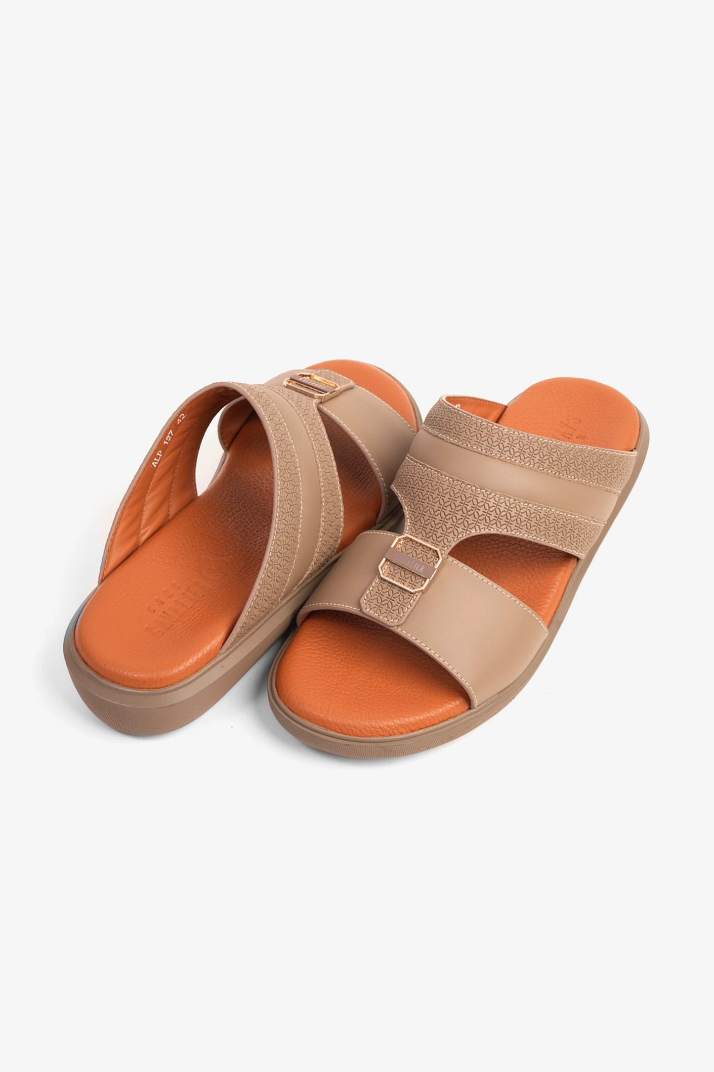 UOMO CAVALIER MEN'S LEATHER TEXTURED SANDALS EARTH - Seventy7