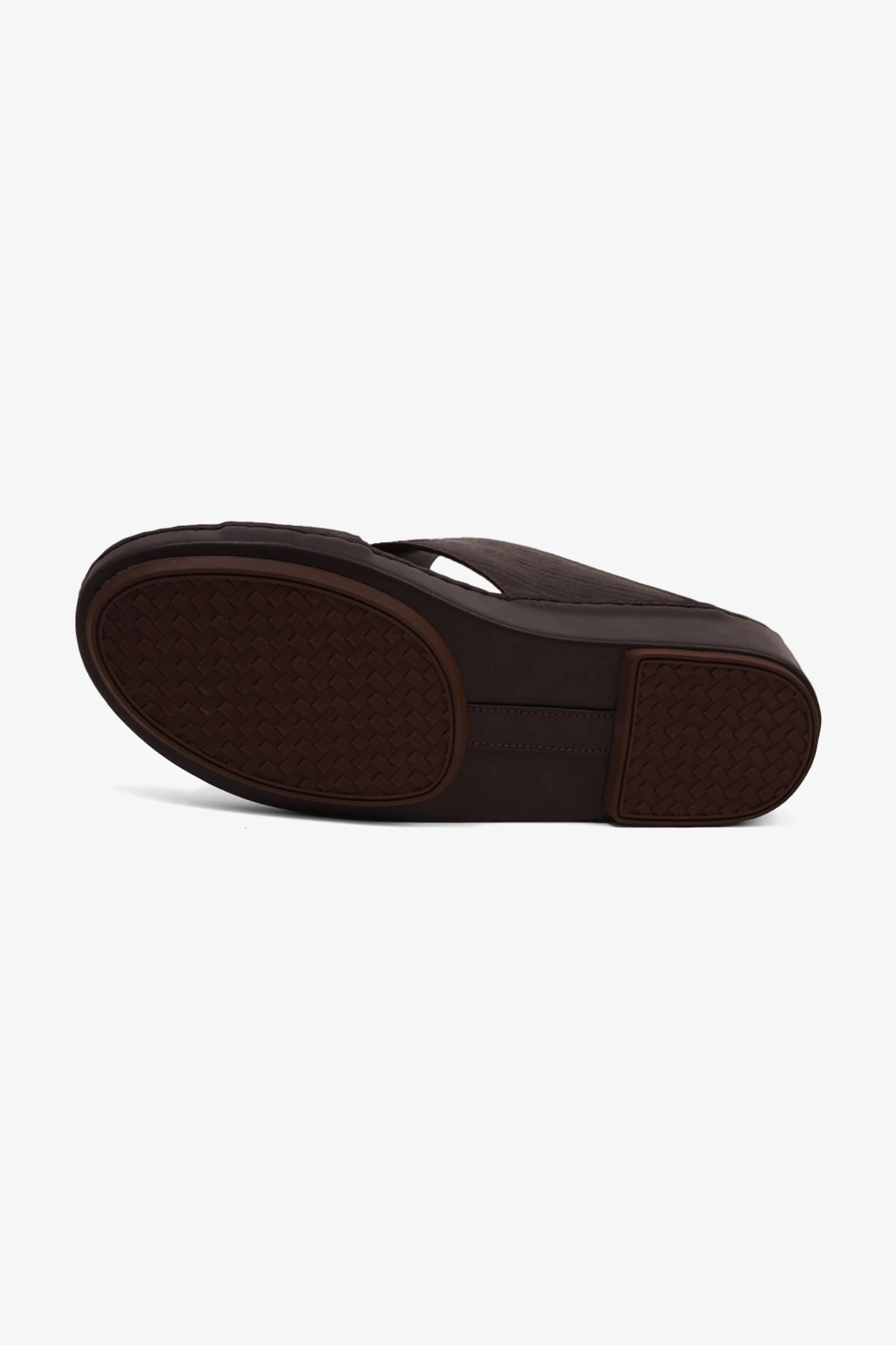 COMFORT PLUS MEN'S CUSHIONED LEATHER SLIP-ON SANDALS BROWN - Seventy7