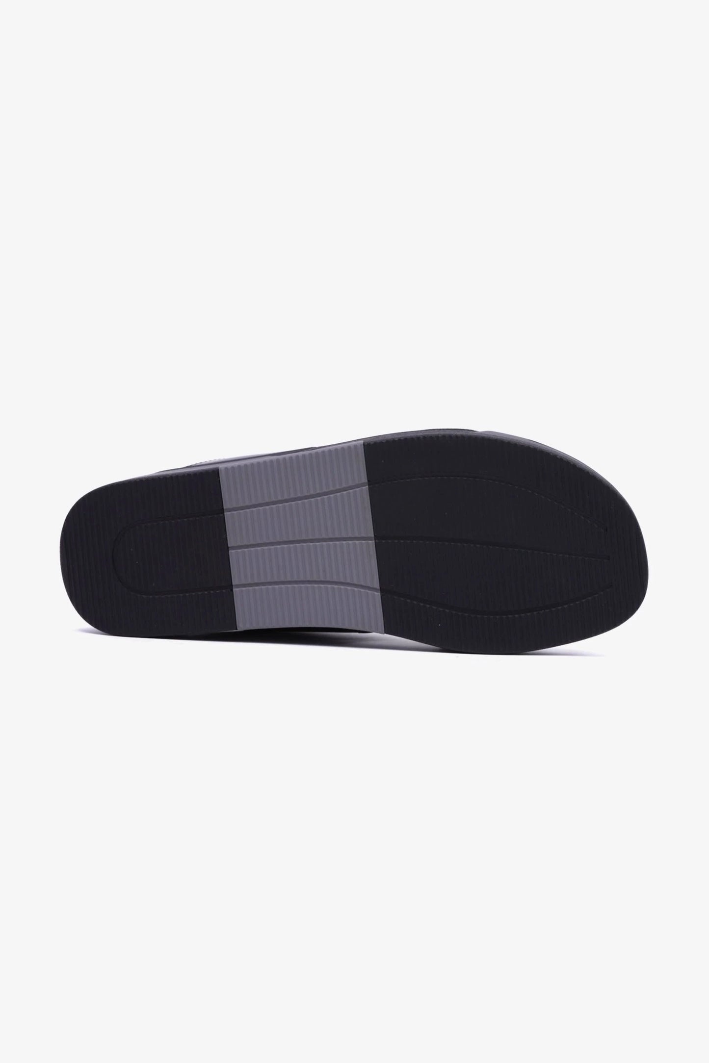 UOMO CAVALIER Men's Leather Slide Sandals with Cushioned Footbed Black - Seventy7