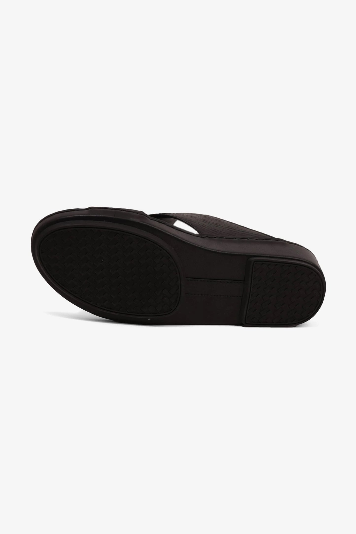 COMFORT PLUS MEN'S CUSHIONED LEATHER SLIP-ON SANDALS BLACK - Seventy7