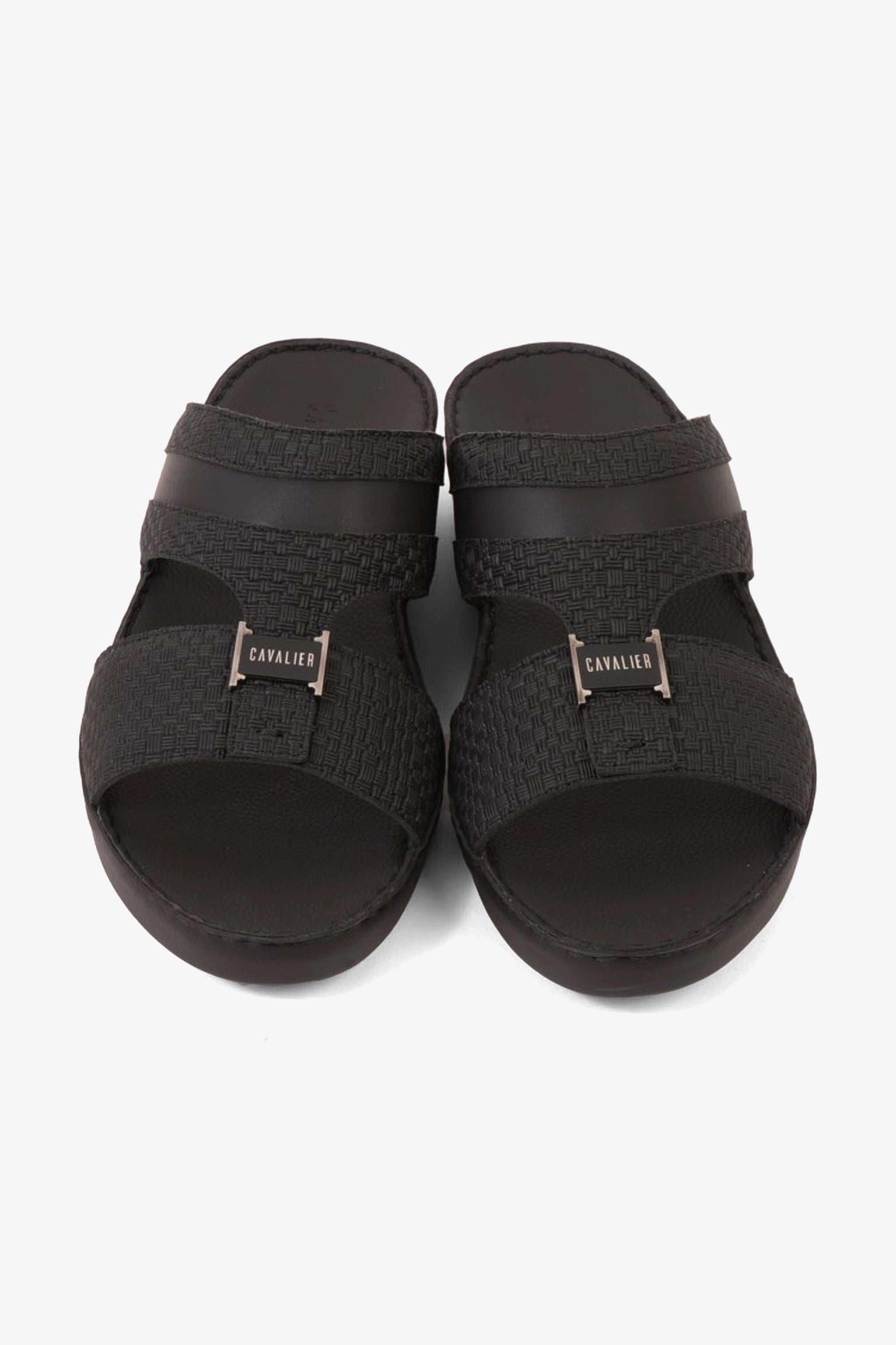 UOMO CAVALIER HANDCRAFTED COMFORT LEATHER ARABIC SANDALS BLACK - Seventy7