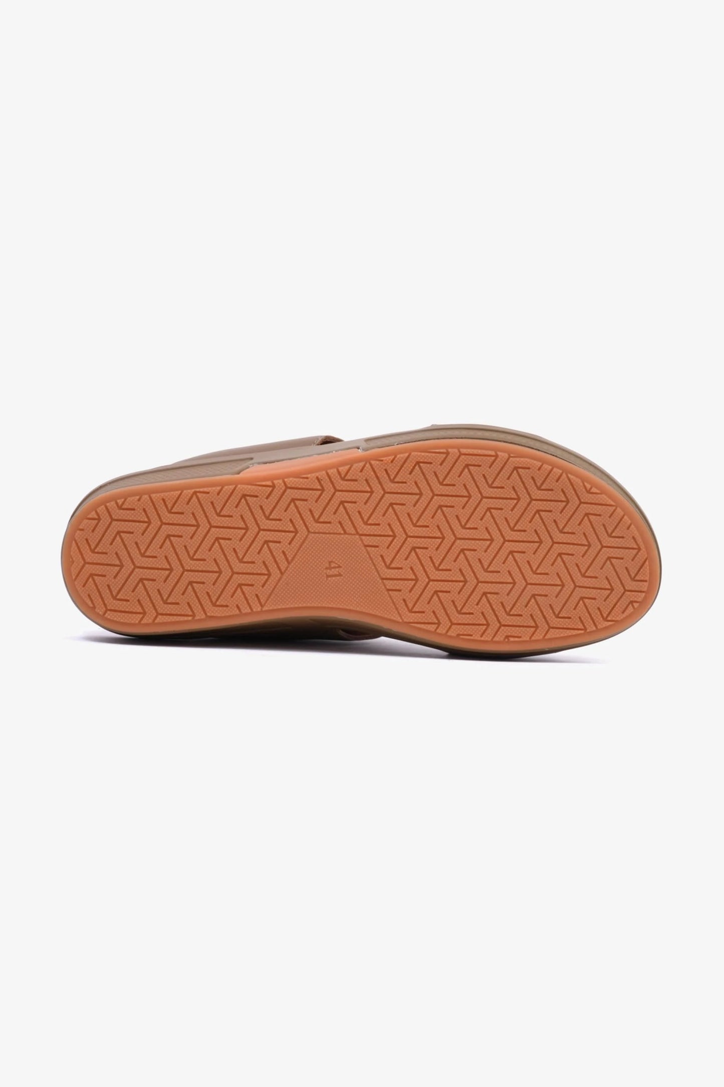 UOMO CAVALIER Men's Textured Leather Sandals with Metal Accent Mushroom - Seventy7