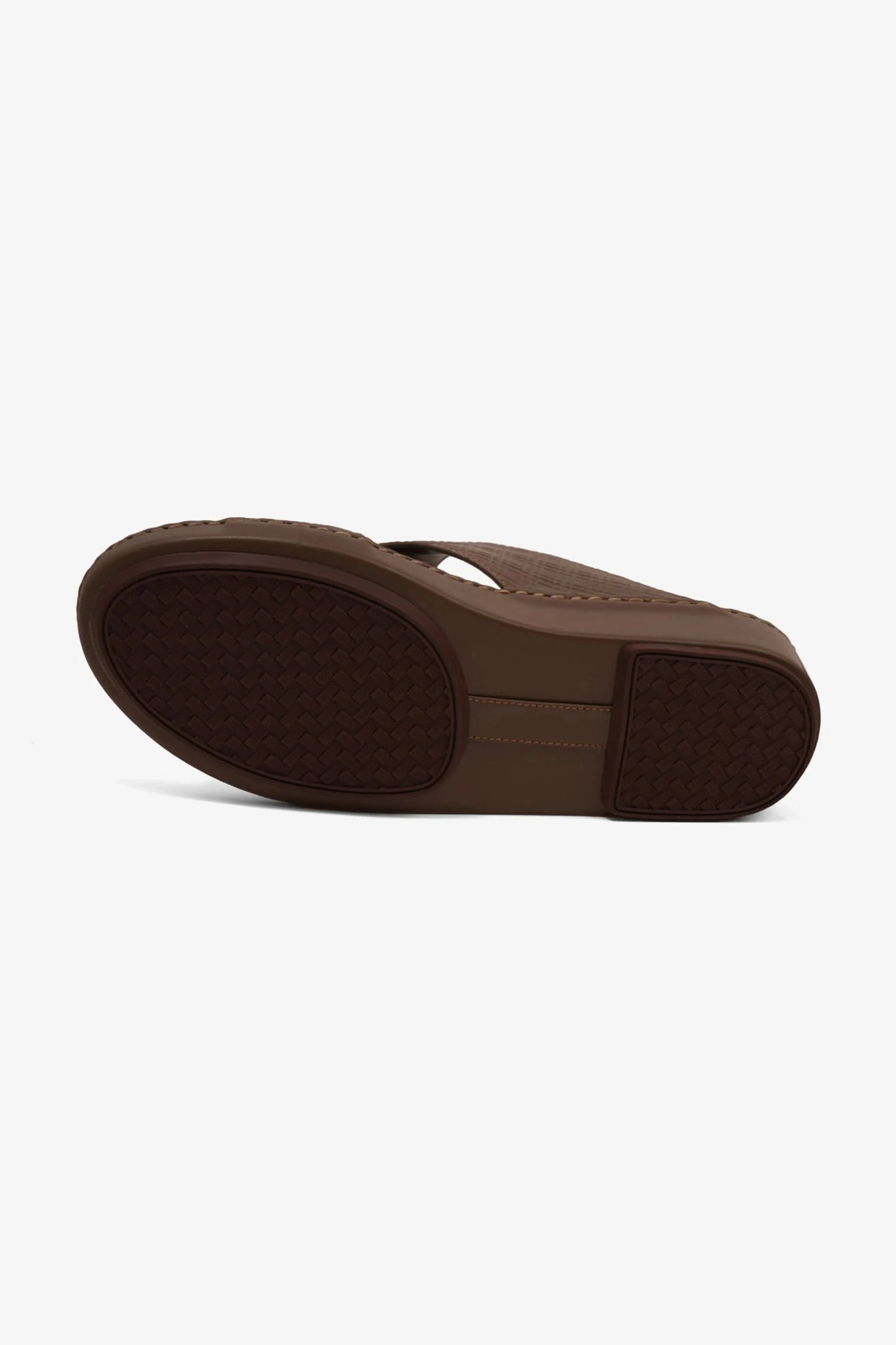 COMFORT PLUS MEN'S CUSHIONED LEATHER SLIP-ON SANDALS TRUFFLE - Seventy7