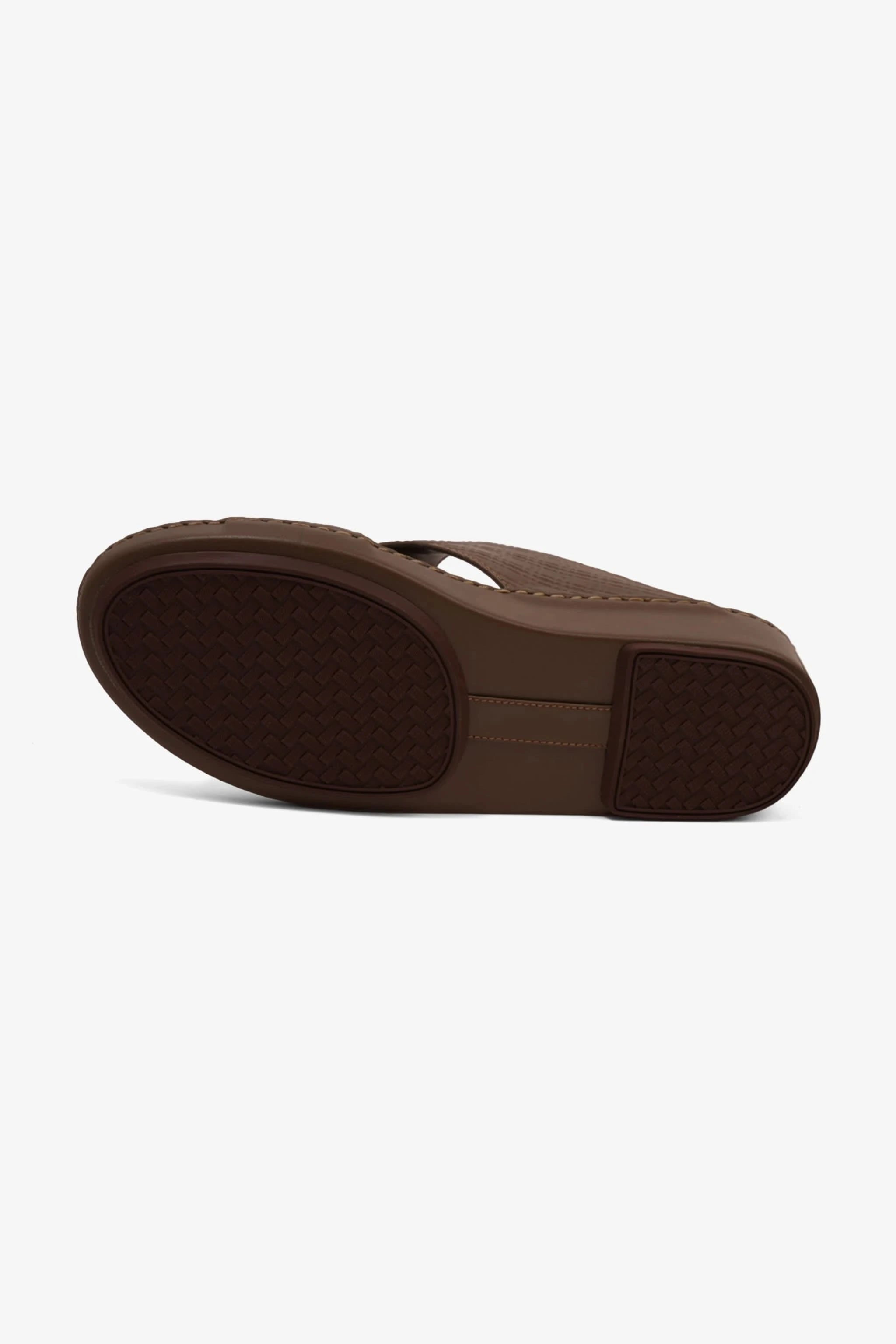 COMFORT PLUS MEN'S CUSHIONED LEATHER SLIP-ON SANDALS TRUFFLE - Seventy7