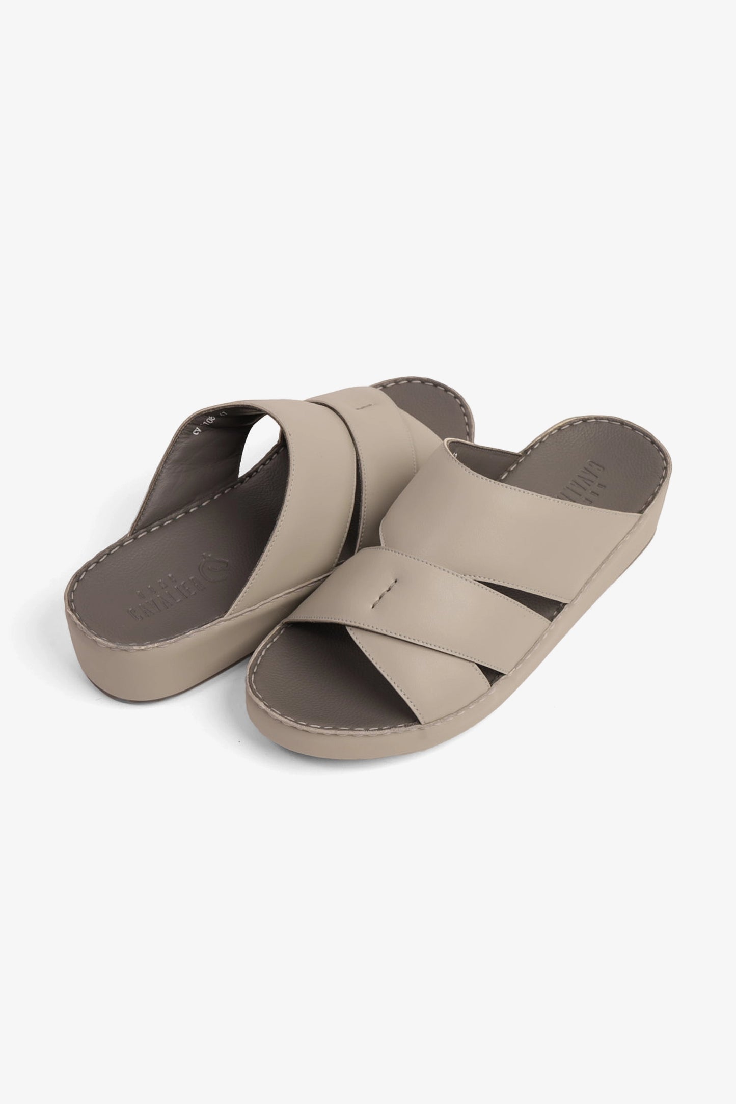 UOMO CAVALIER GENUINE LEATHER LUXURIOUSLY ARABIC SANDALS LIGHT-GREY