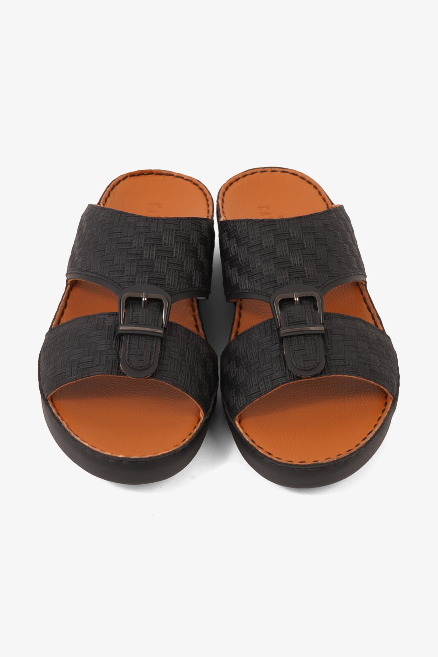 UOMO CAVALIER PREMIUM LEATHER ARABIC SANDALS BLACK - Seventy7
