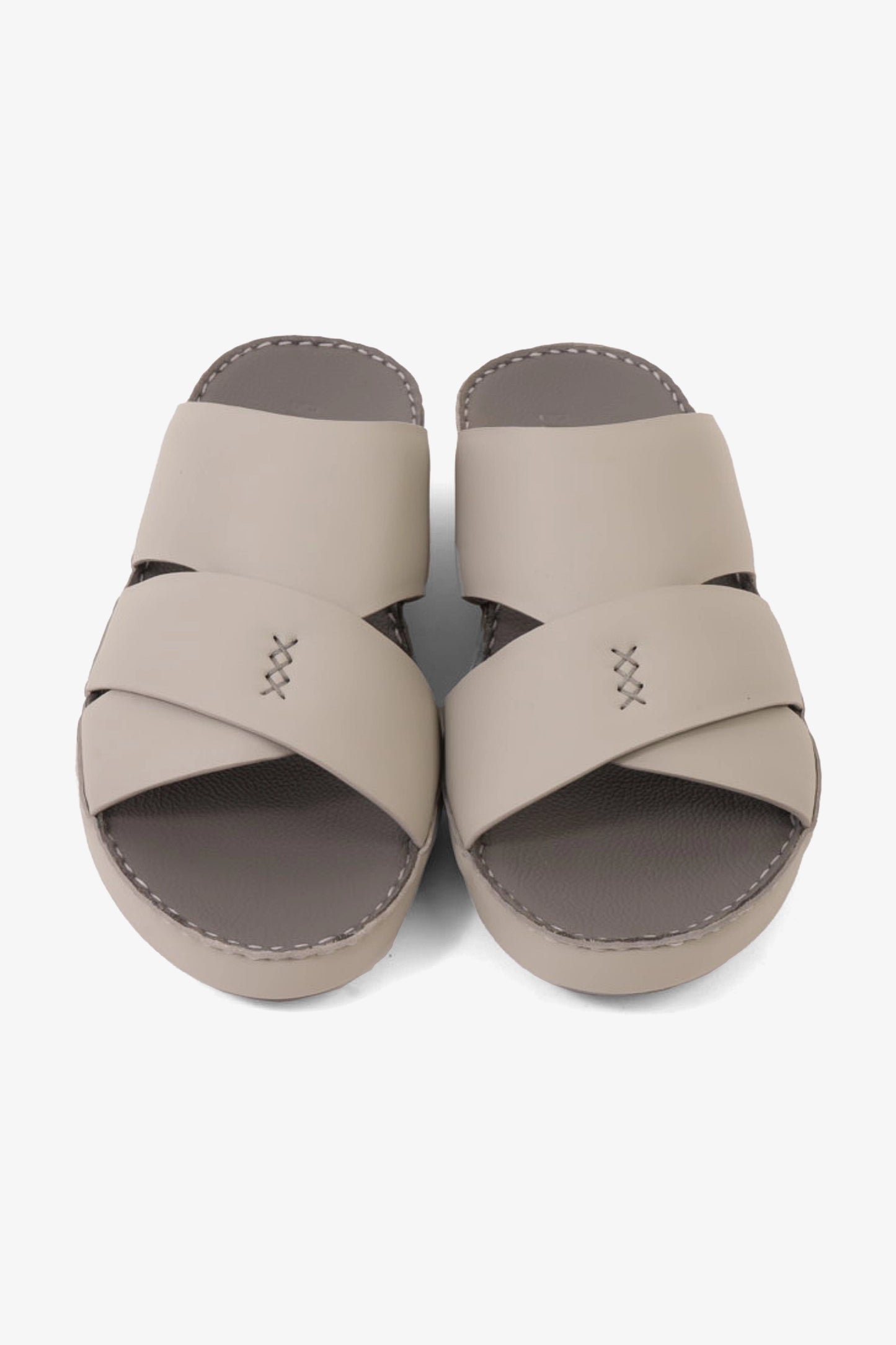 UOMO CAVALIER MEN'S ELITE LEATHER ARABIC SANDALS LIGHT GREY - Seventy7