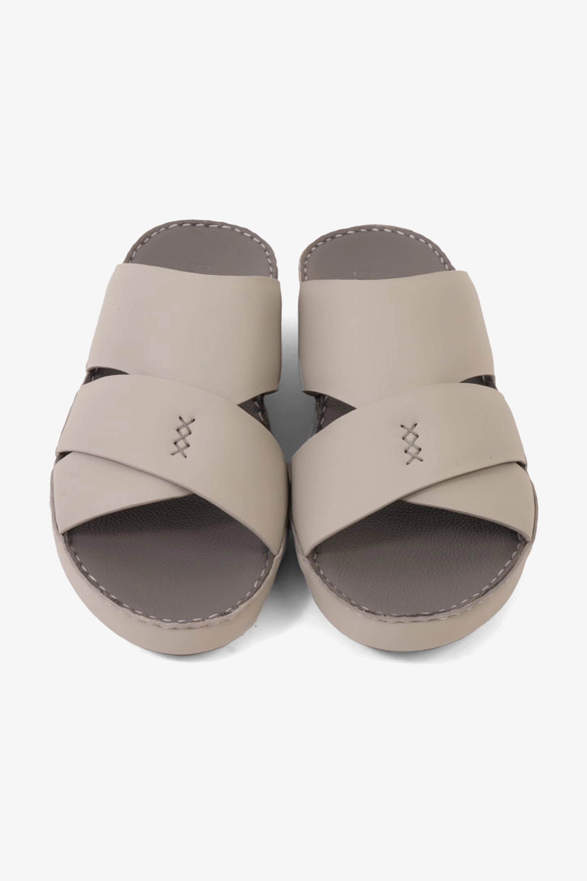 UOMO CAVALIER MEN'S ELITE LEATHER ARABIC SANDALS LIGHT GREY - Seventy7