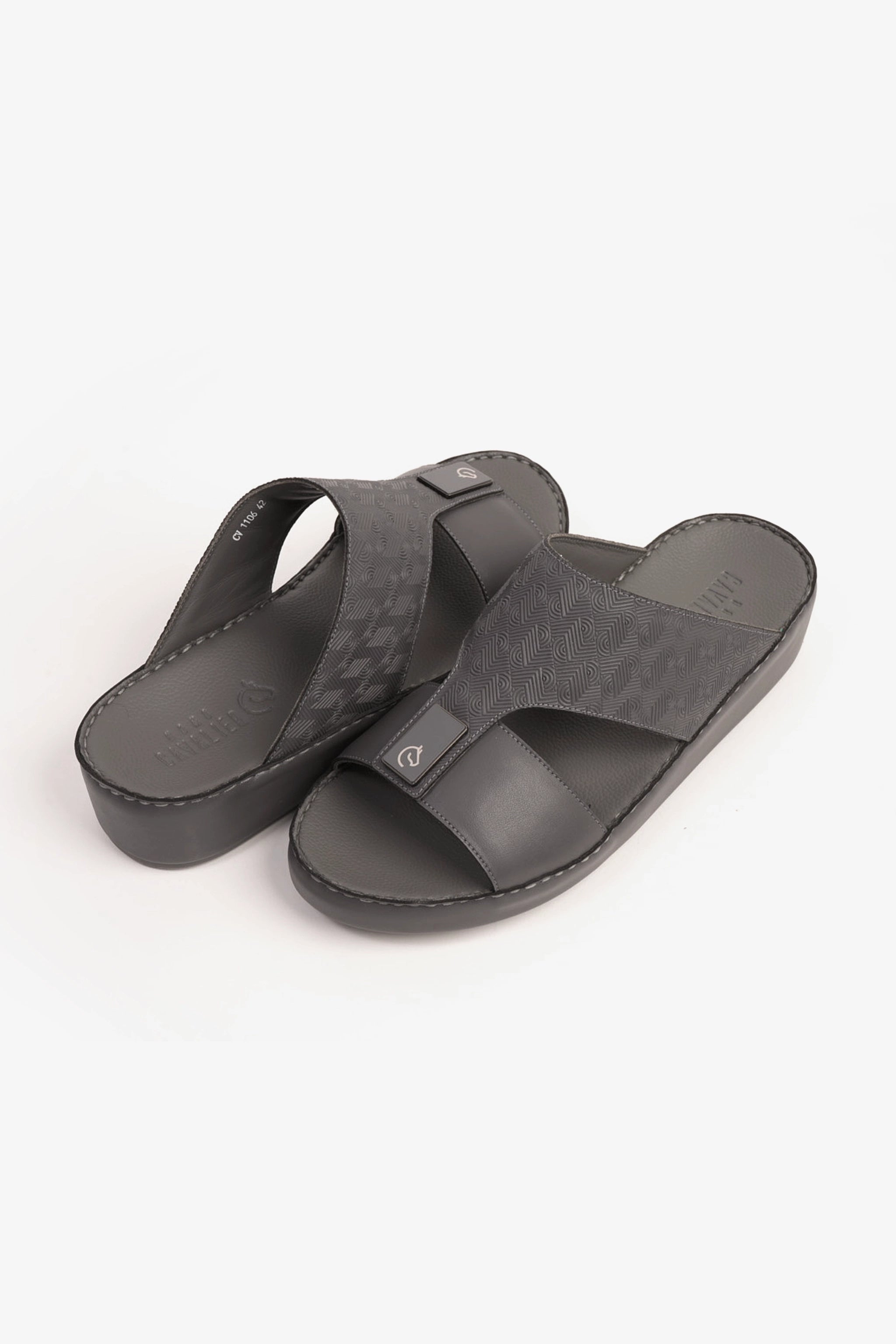 UOMO CAVALIER ULTRA COMFORTABLE MODERN LEATHER SANDALS GREY - Seventy7