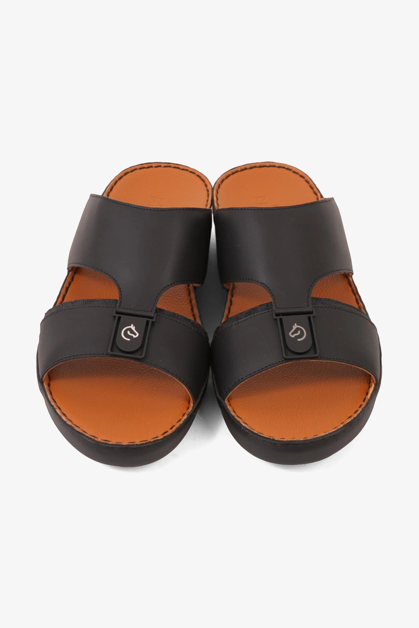 UOMO CAVALIER PREMIUM LEATHER TRADITIONAL ARABIC SANDALS BLACK - Seventy7
