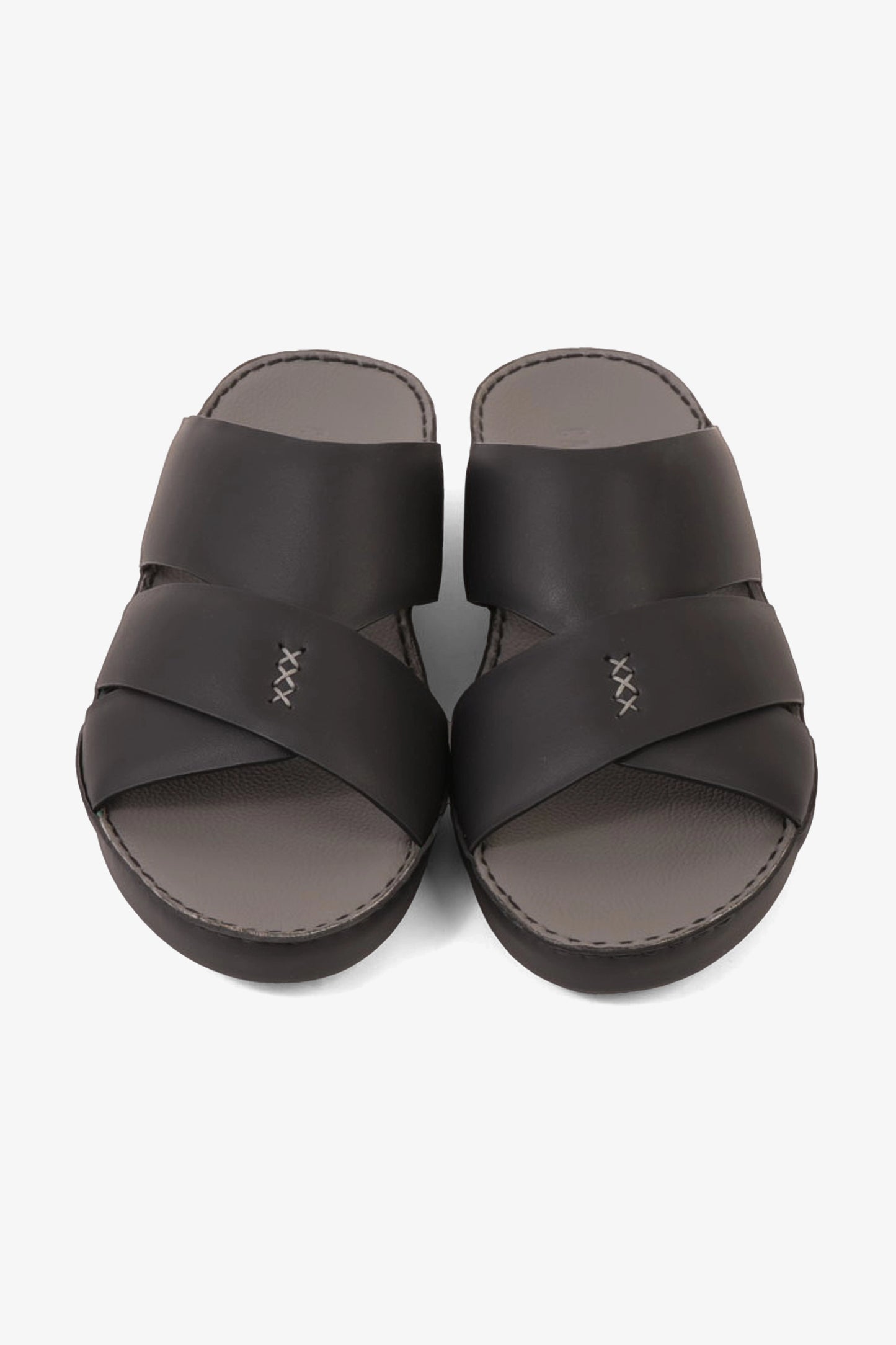 UOMO CAVALIER MEN'S ELITE LEATHER ARABIC SANDALS BLACK - Seventy7