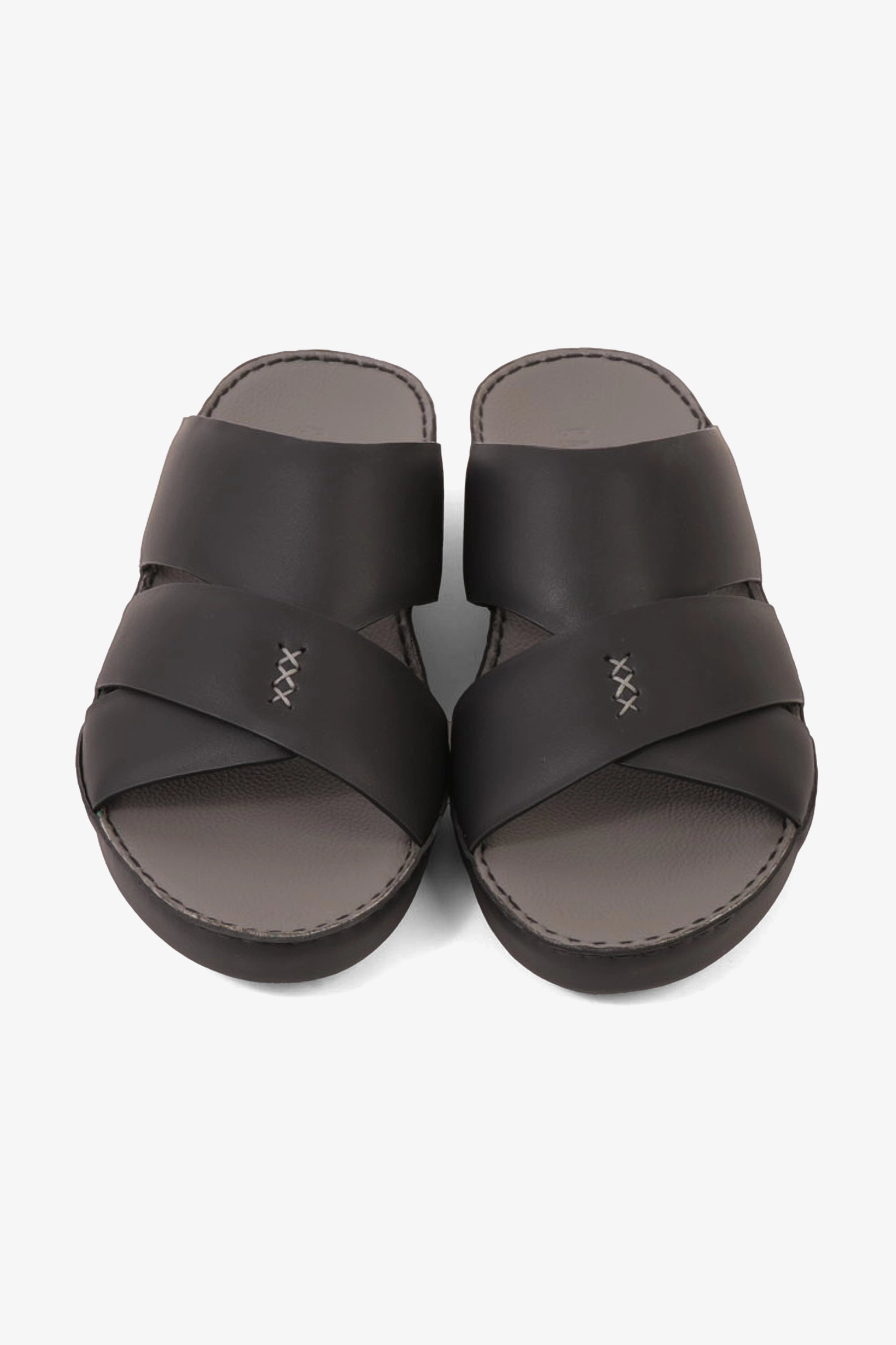 UOMO CAVALIER MEN'S ELITE LEATHER ARABIC SANDALS BLACK - Seventy7
