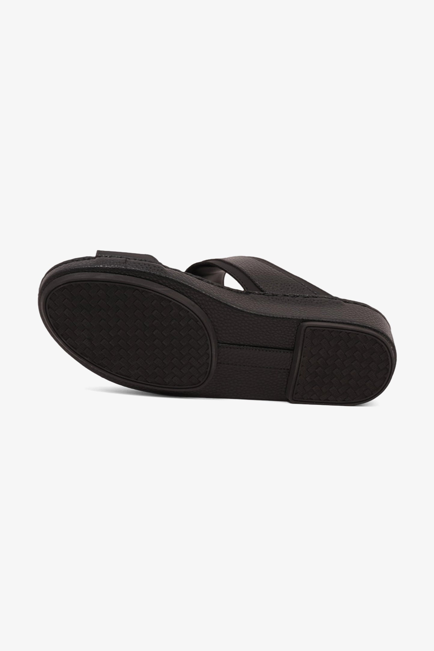 COMFORT PLUS LEATHER SANDALS WITH COMFORTABLE FOOTBED BLACK - Seventy7