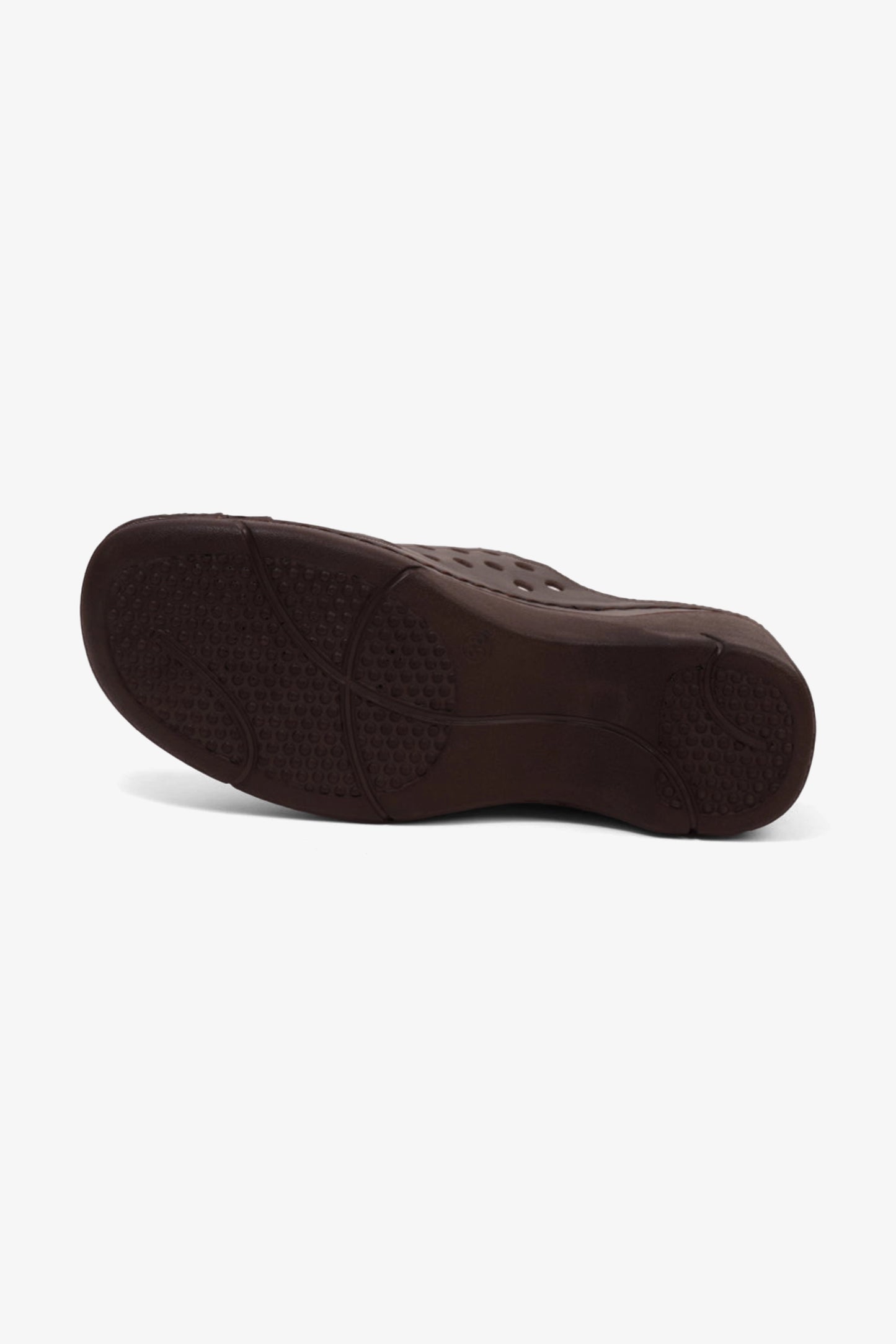 COMFORT PLUS SLIP-ON WEDGE SANDALS WITH PERFORATED DESIGN BROWN - Seventy7