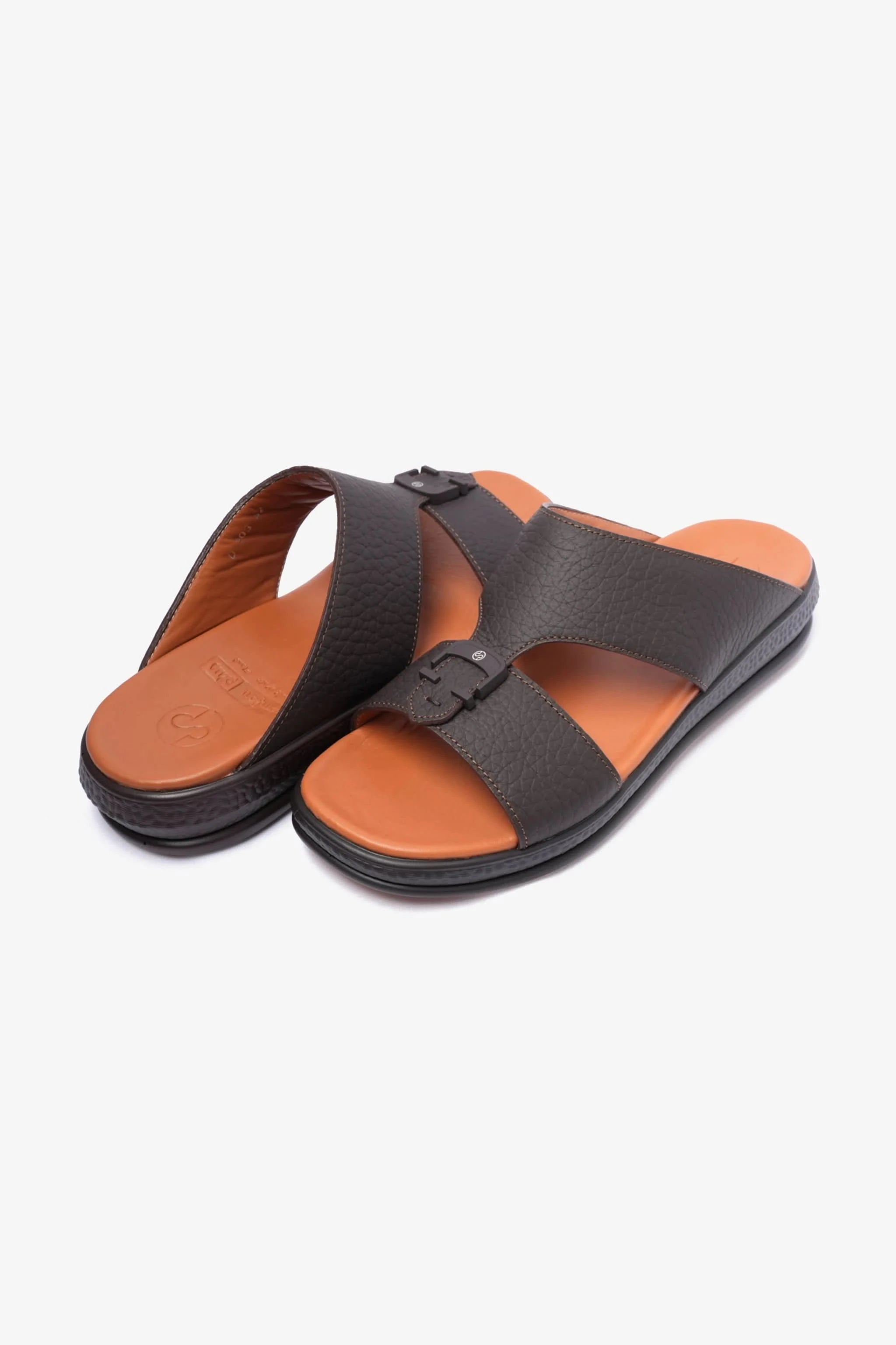 COMFORT PPLUS STYLISH TRIMS MENS LEATHER SANDALS BLACK - Seventy7