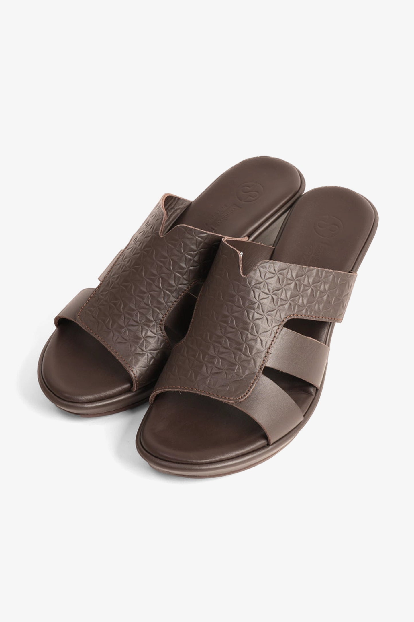 COMFORT PLUS WOMEN'S EMBOSSED LEATHER WEDGES BROWN - Seventy7