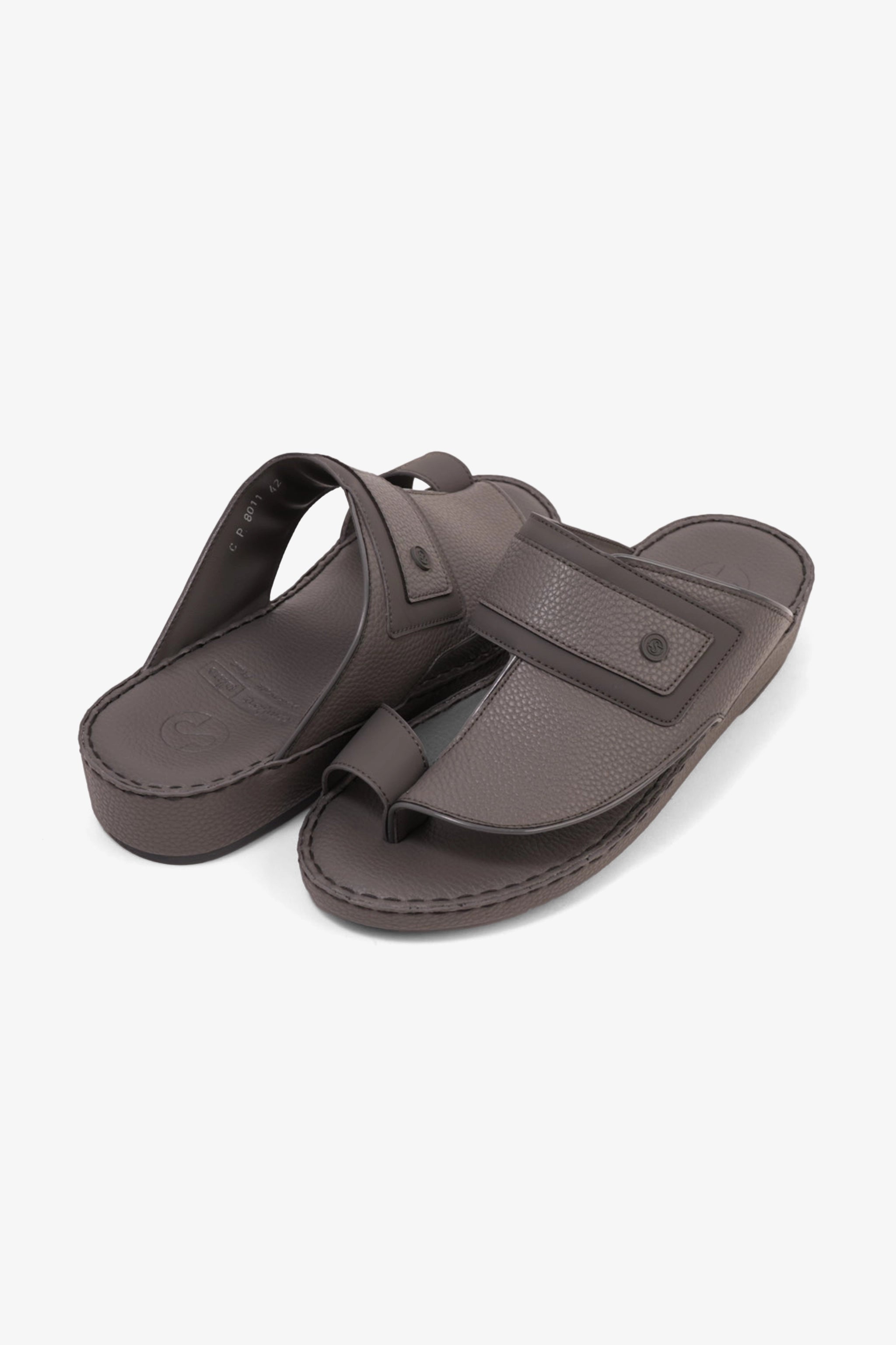 COMFORT PLUS LEATHER SANDALS WITH COMFORTABLE FOOTBED GREY - Seventy7